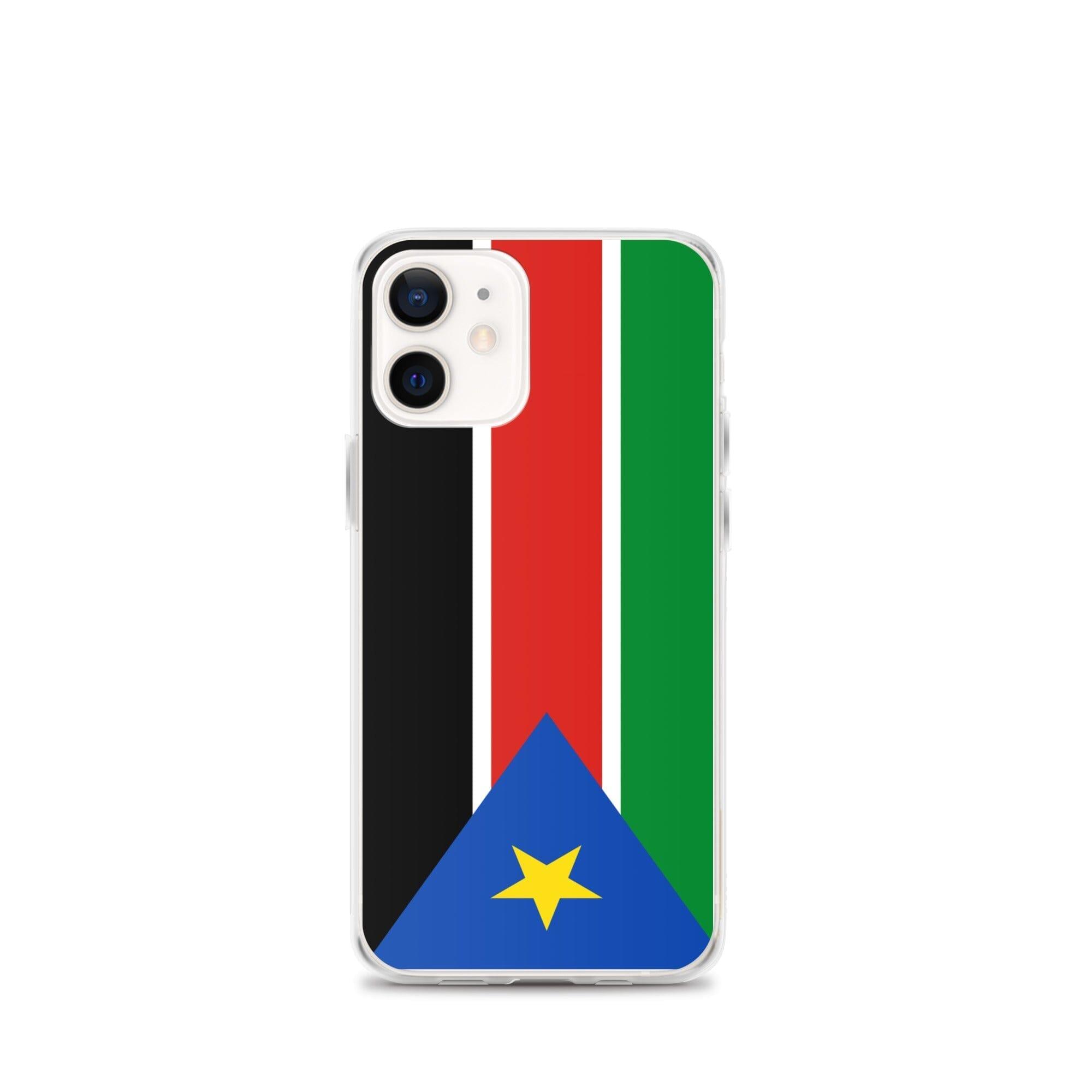 Coque de téléphone avec le drapeau du Soudan du Sud, en plastique transparent et TPU, adaptée aux modèles d'iPhone.