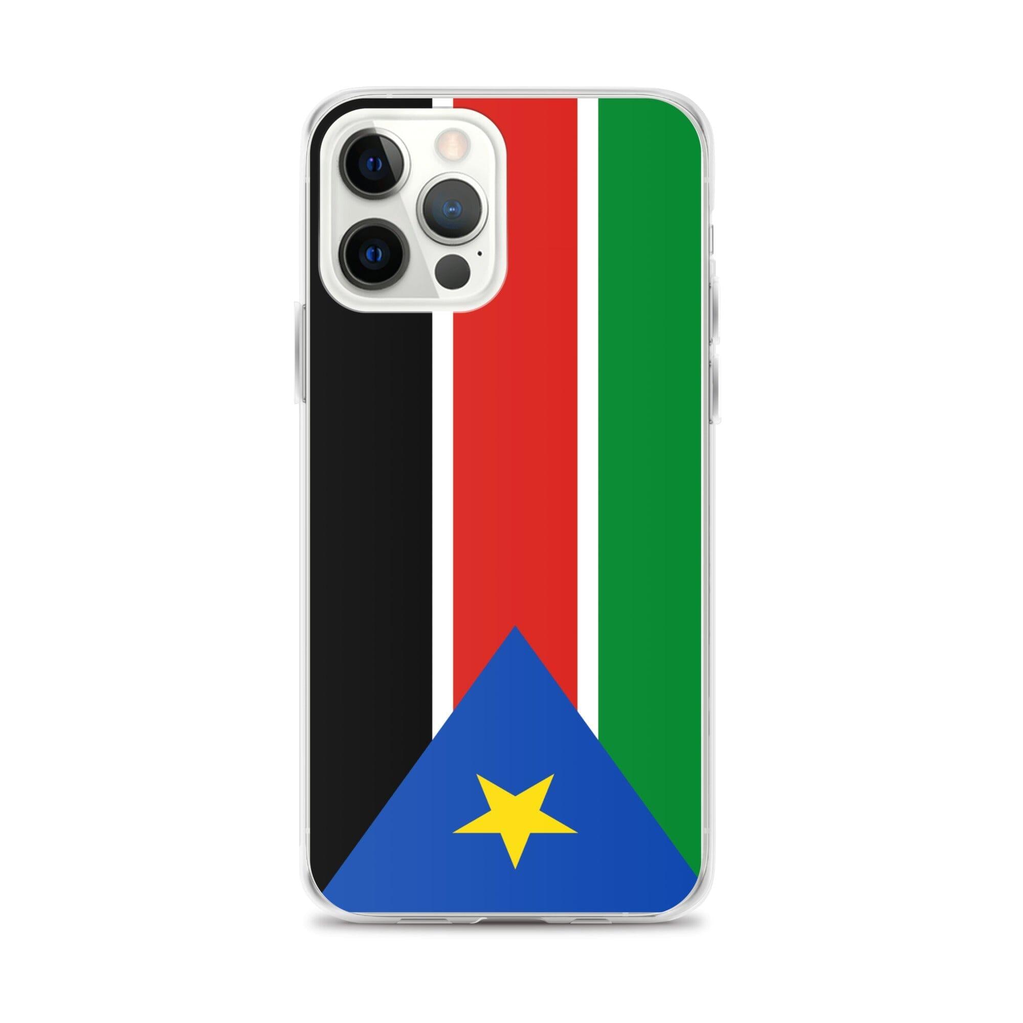 Coque de téléphone avec le drapeau du Soudan du Sud, en plastique transparent et TPU, adaptée aux modèles d'iPhone.