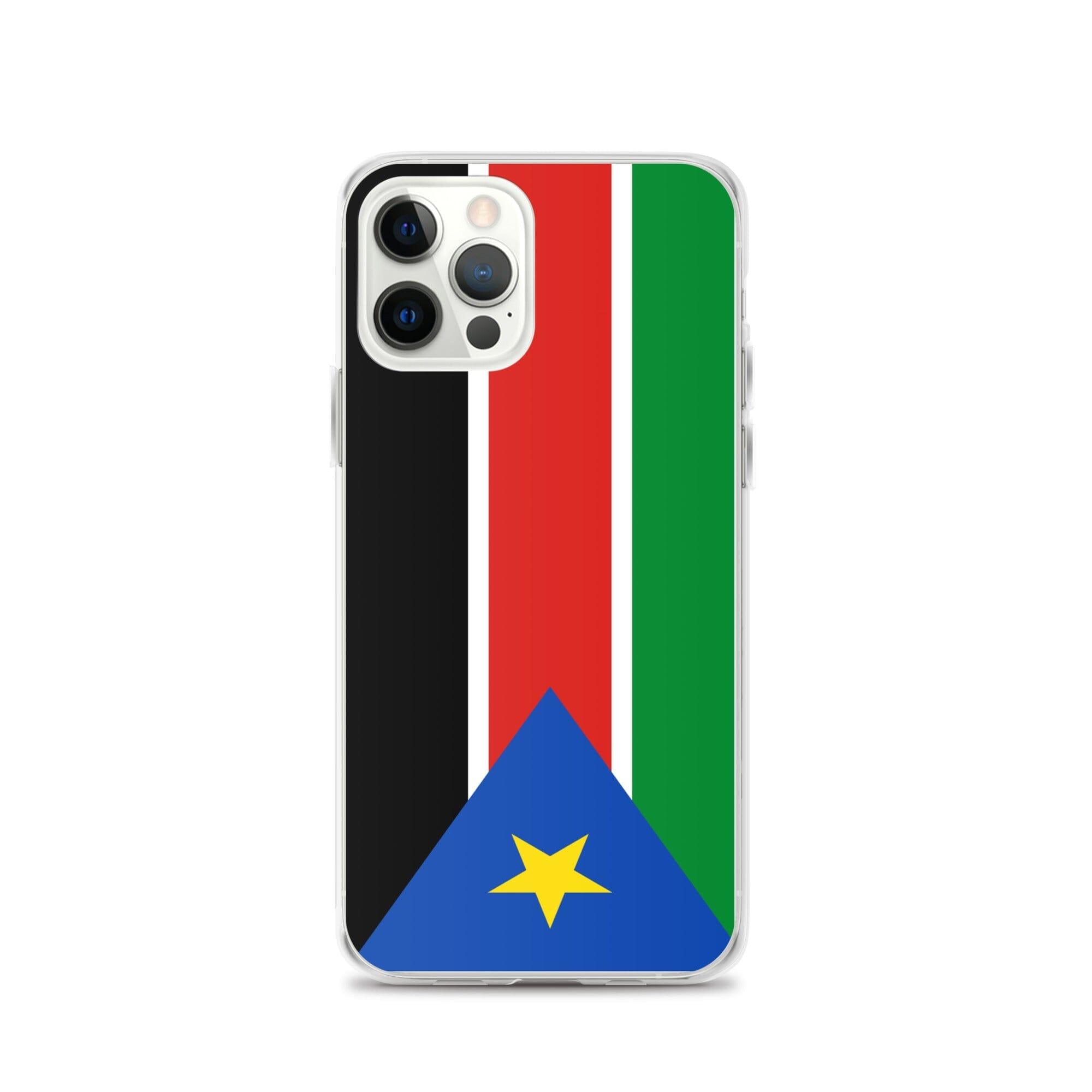 Coque de téléphone avec le drapeau du Soudan du Sud, en plastique transparent et TPU, adaptée aux modèles d'iPhone.