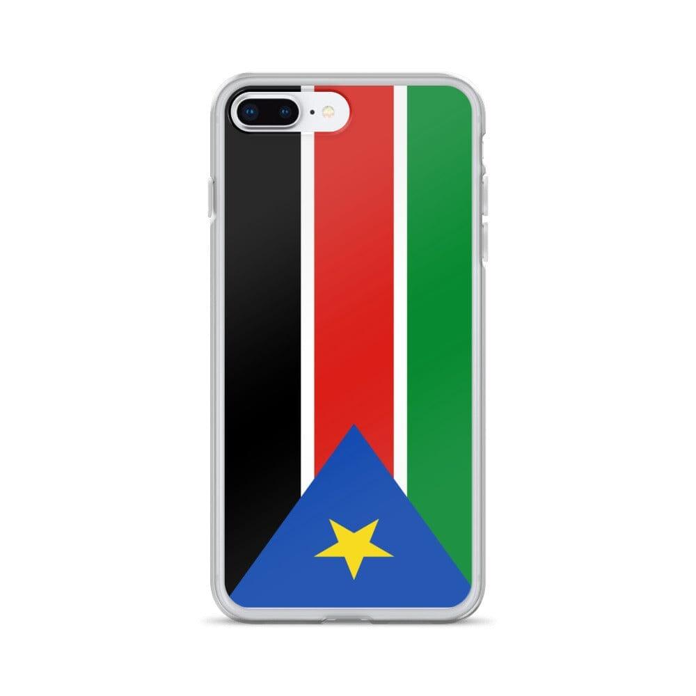 Coque de téléphone avec le drapeau du Soudan du Sud, en plastique transparent et TPU, adaptée aux modèles d'iPhone.