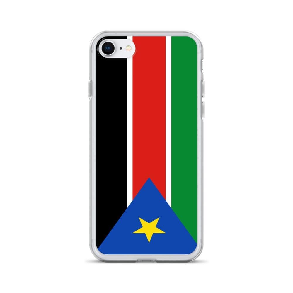 Coque de téléphone avec le drapeau du Soudan du Sud, en plastique transparent et TPU, adaptée aux modèles d'iPhone.