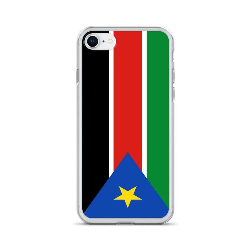 Coque de téléphone avec le drapeau du Soudan du Sud, en plastique transparent et TPU, adaptée aux modèles d'iPhone.