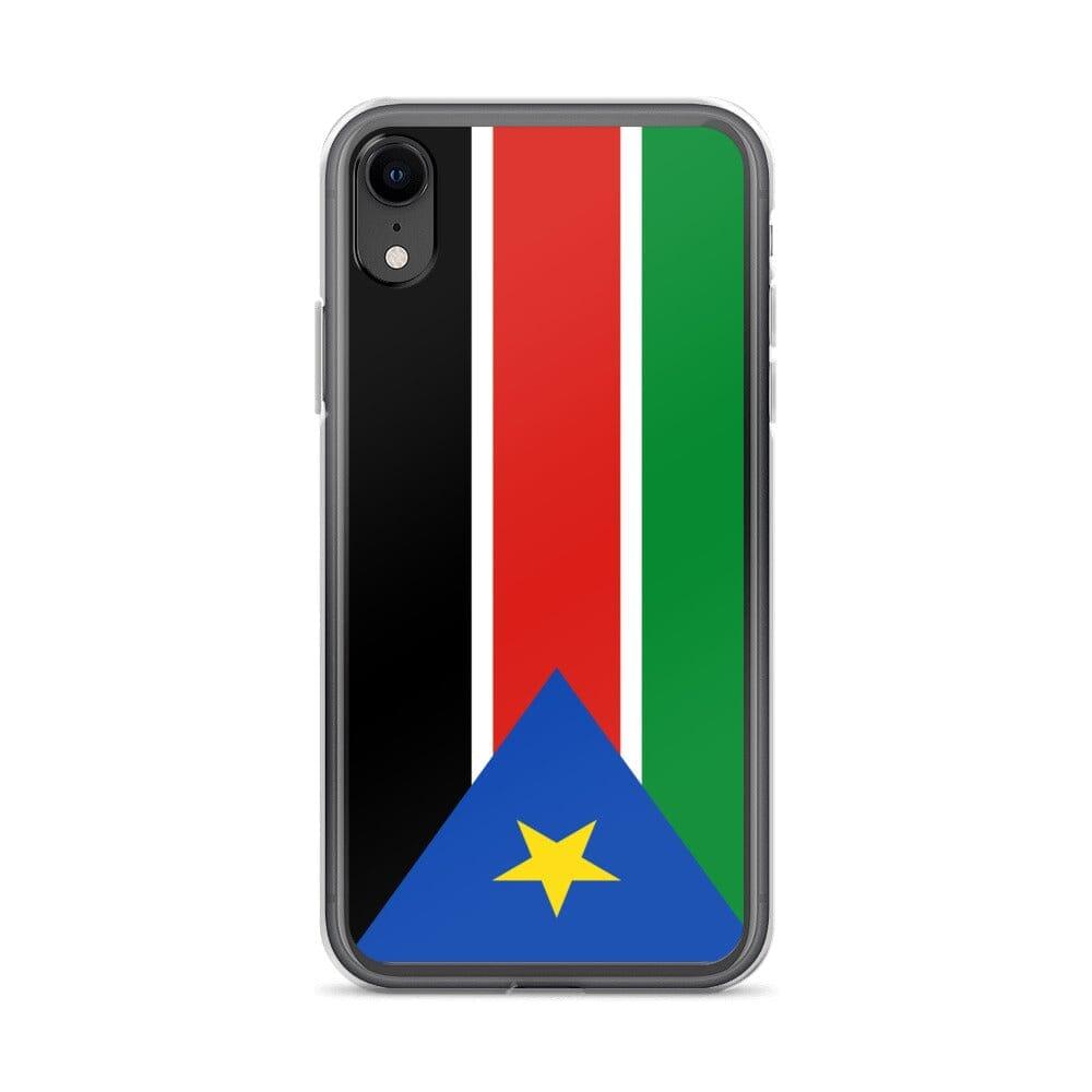 Coque de téléphone avec le drapeau du Soudan du Sud, en plastique transparent et TPU, adaptée aux modèles d'iPhone.