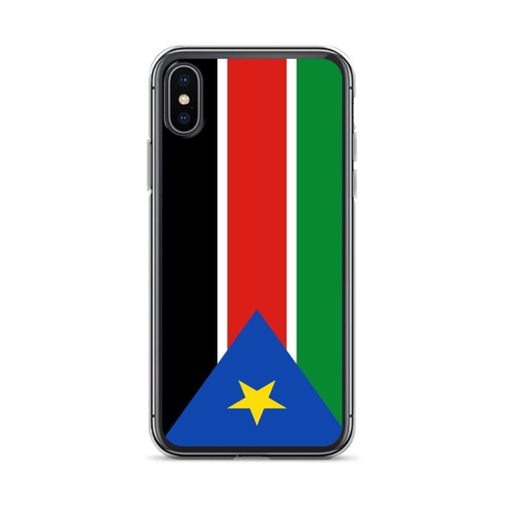 Coque de téléphone avec le drapeau du Soudan du Sud, en plastique transparent et TPU, adaptée aux modèles d'iPhone.