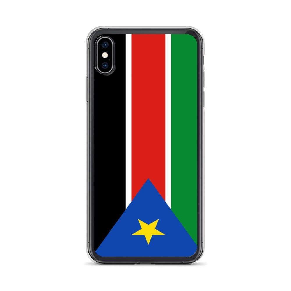 Coque de téléphone avec le drapeau du Soudan du Sud, en plastique transparent et TPU, adaptée aux modèles d'iPhone.