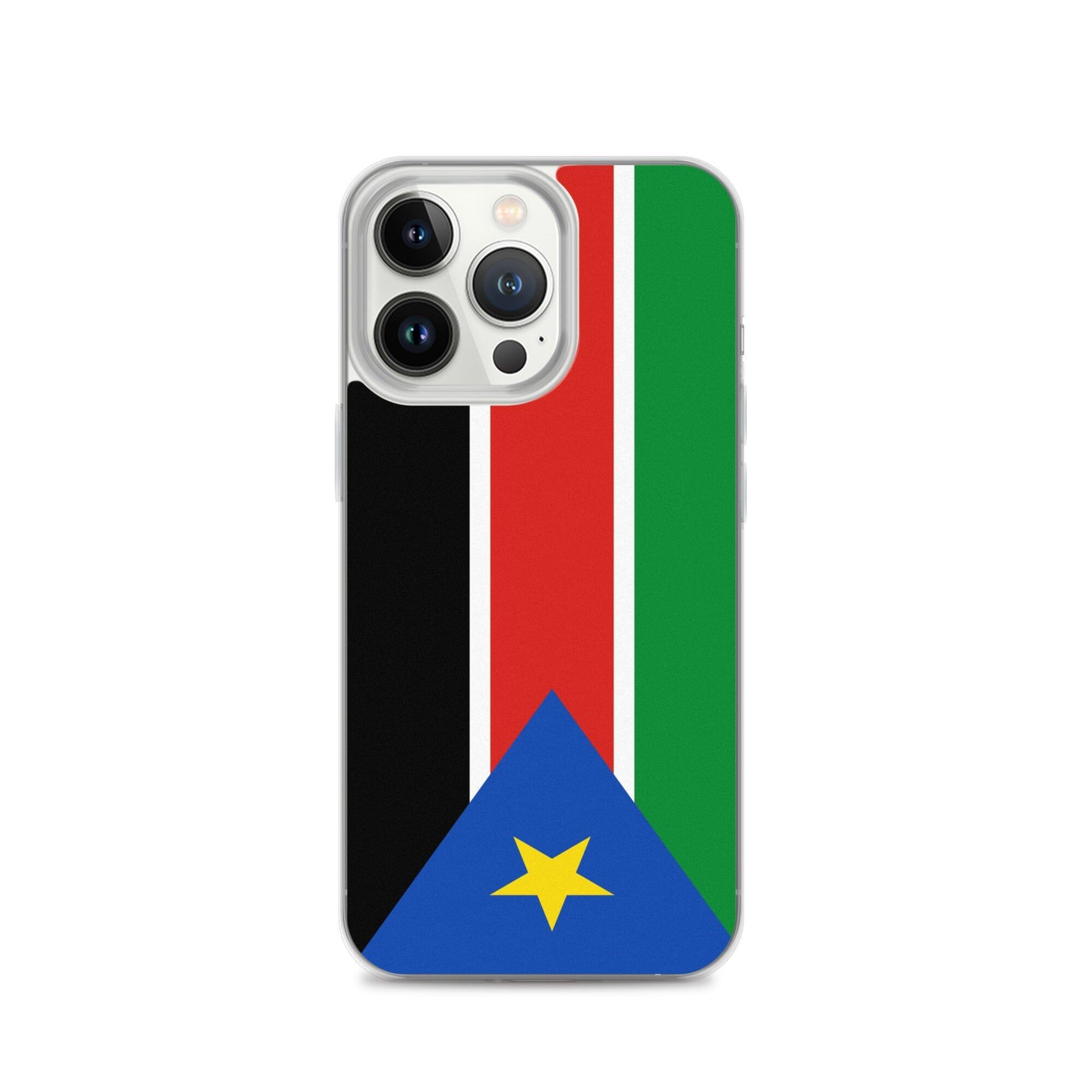 Coque de téléphone avec le drapeau du Soudan du Sud, en plastique transparent et TPU, adaptée aux modèles d'iPhone.