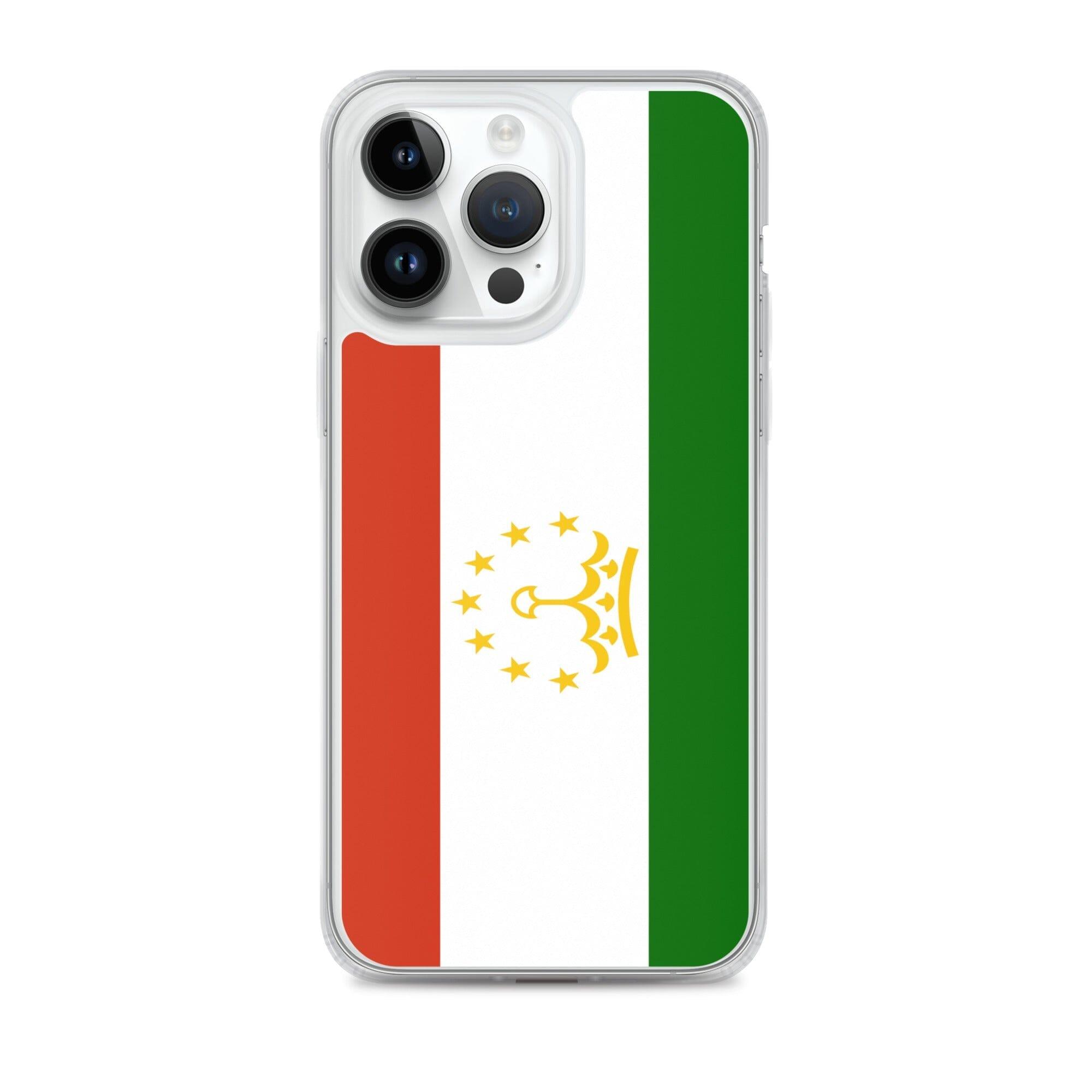 Coque de téléphone avec le drapeau du Tadjikistan, en plastique transparent et TPU, pour iPhone.