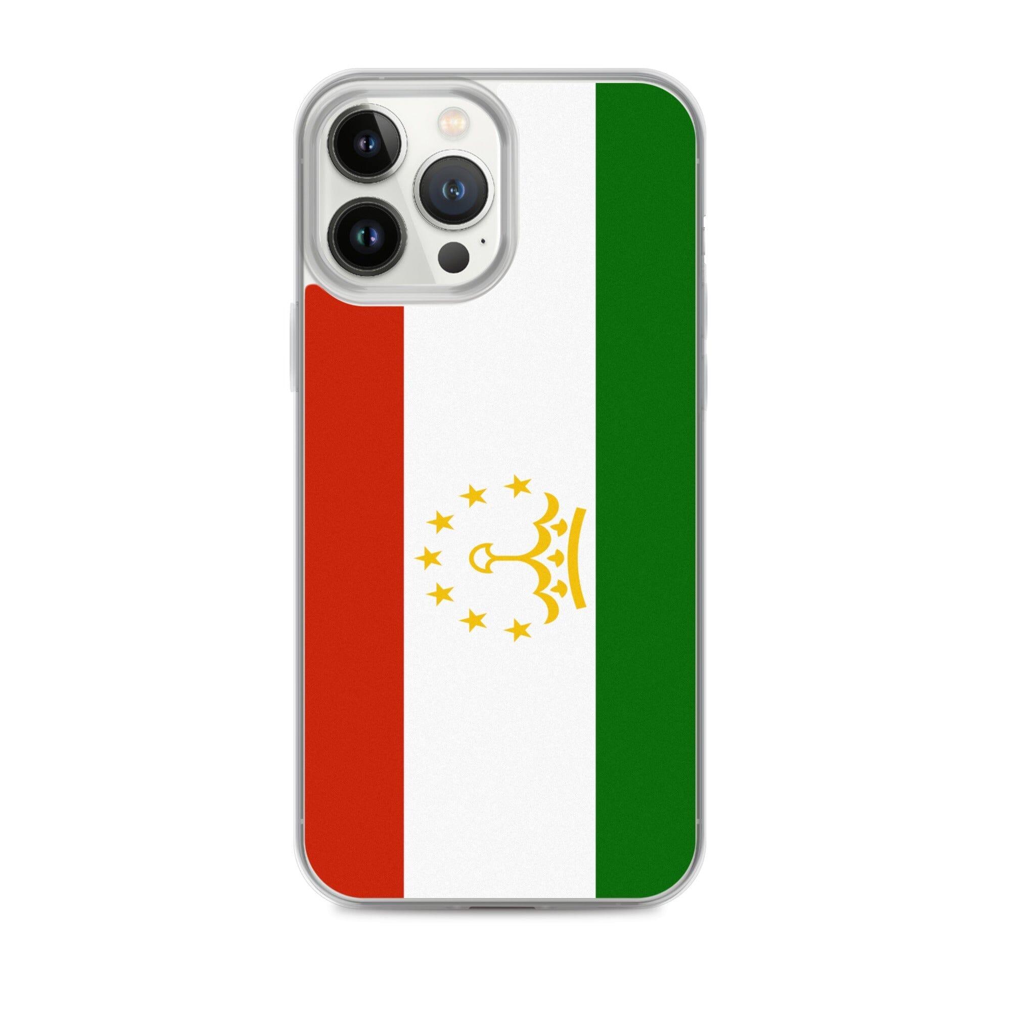 Coque de téléphone avec le drapeau du Tadjikistan, en plastique transparent et TPU, pour iPhone.