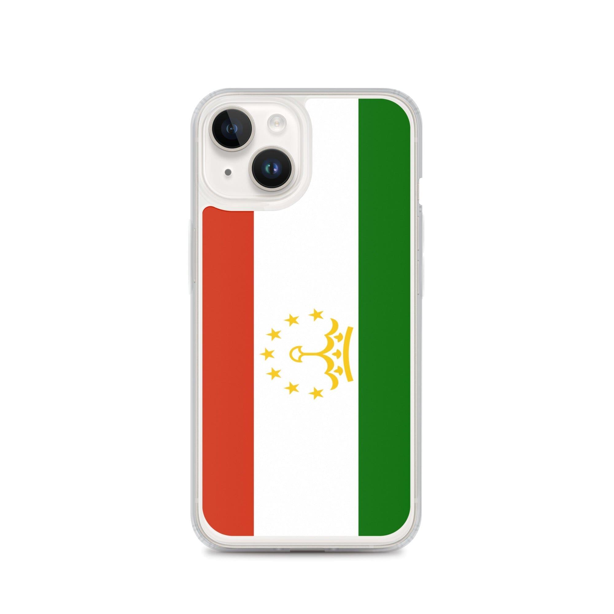 Coque de téléphone avec le drapeau du Tadjikistan, en plastique transparent et TPU, pour iPhone.