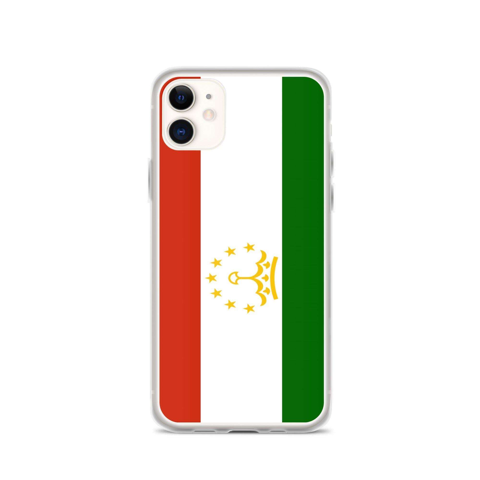 Coque de téléphone avec le drapeau du Tadjikistan, en plastique transparent et TPU, pour iPhone.