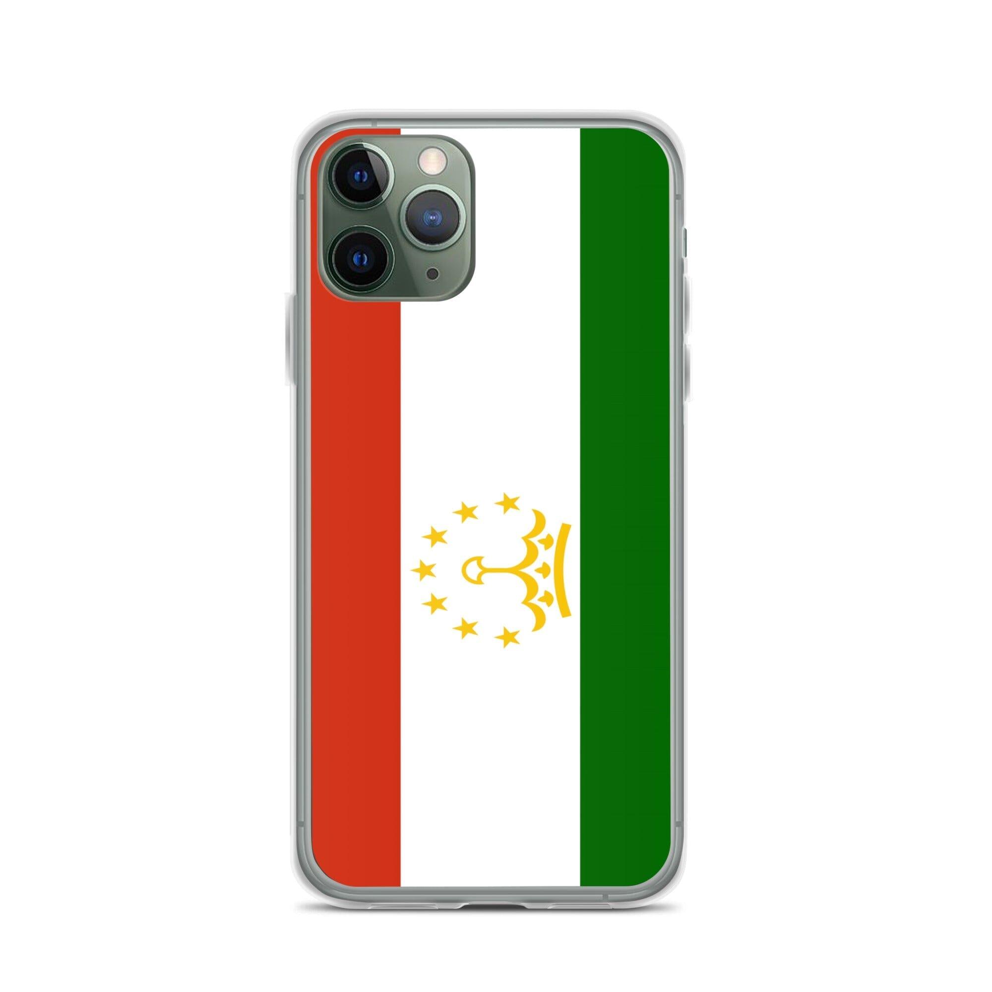 Coque de téléphone avec le drapeau du Tadjikistan, en plastique transparent et TPU, pour iPhone.