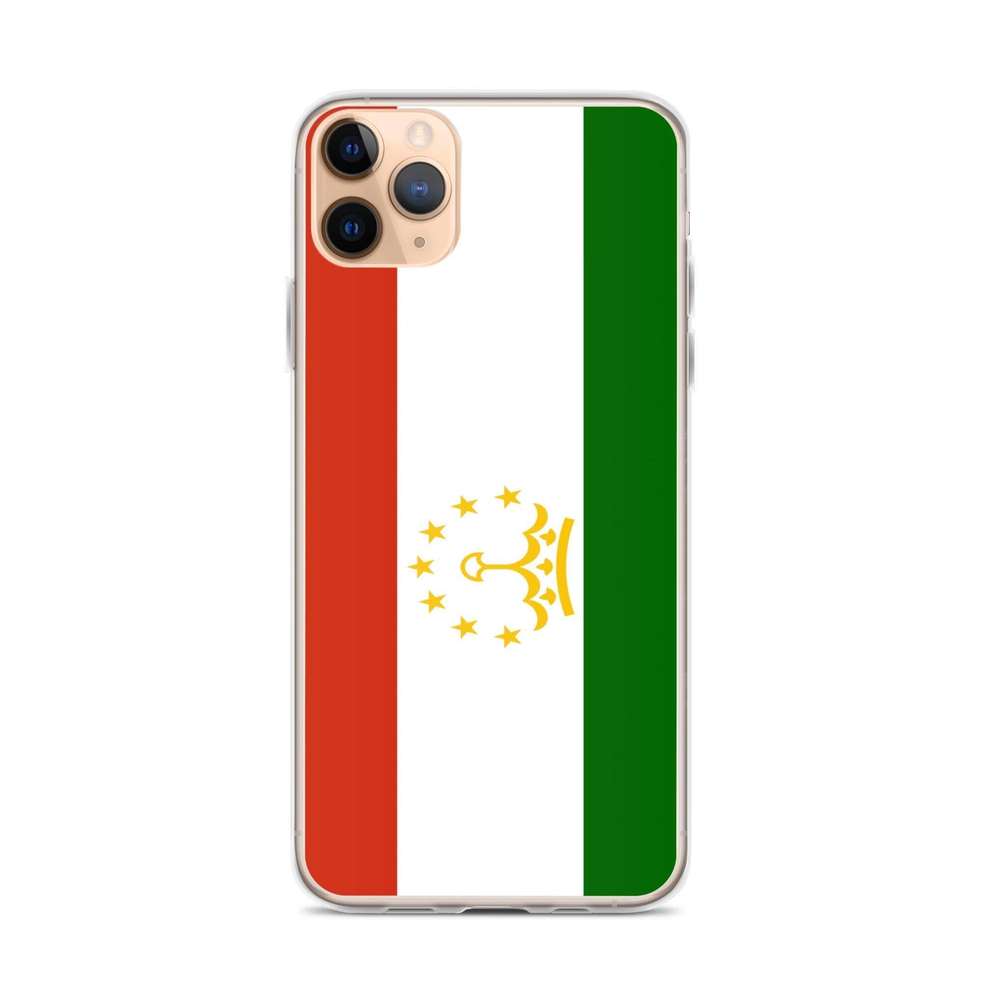 Coque de téléphone avec le drapeau du Tadjikistan, en plastique transparent et TPU, pour iPhone.