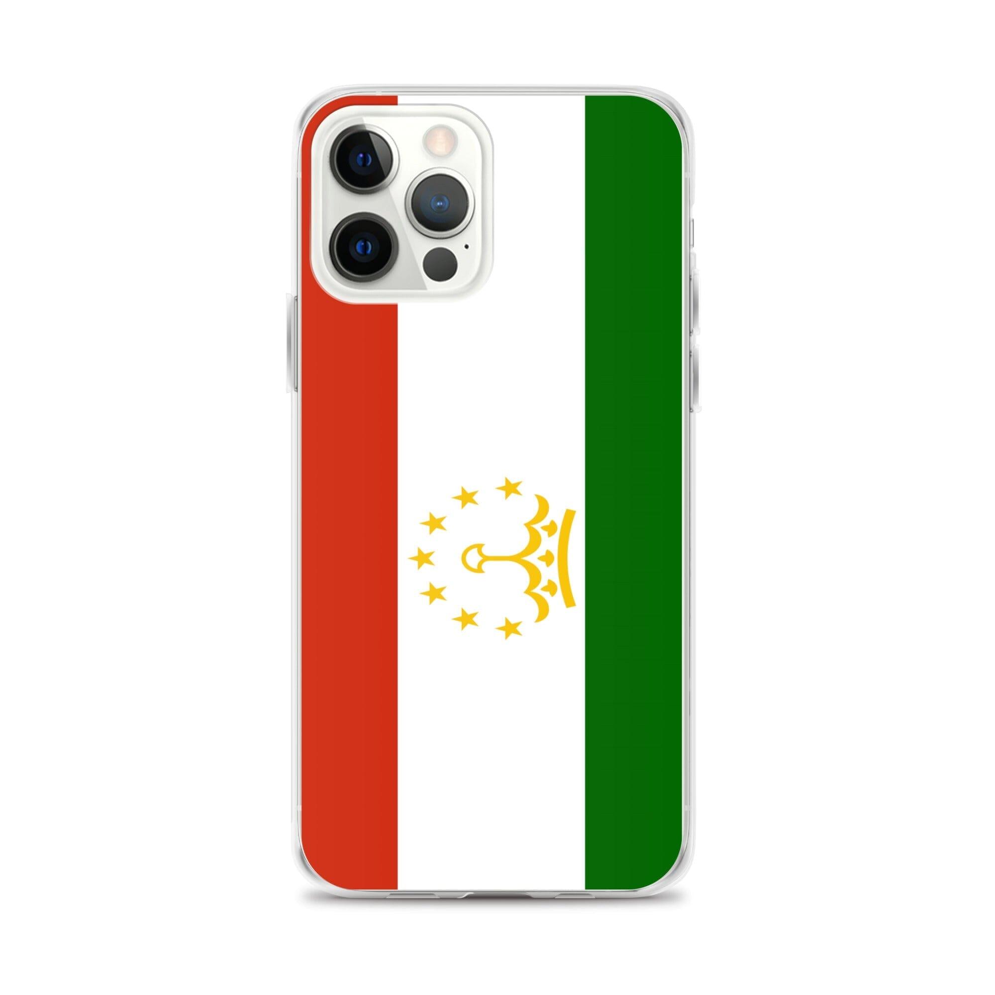 Coque de téléphone avec le drapeau du Tadjikistan, en plastique transparent et TPU, pour iPhone.