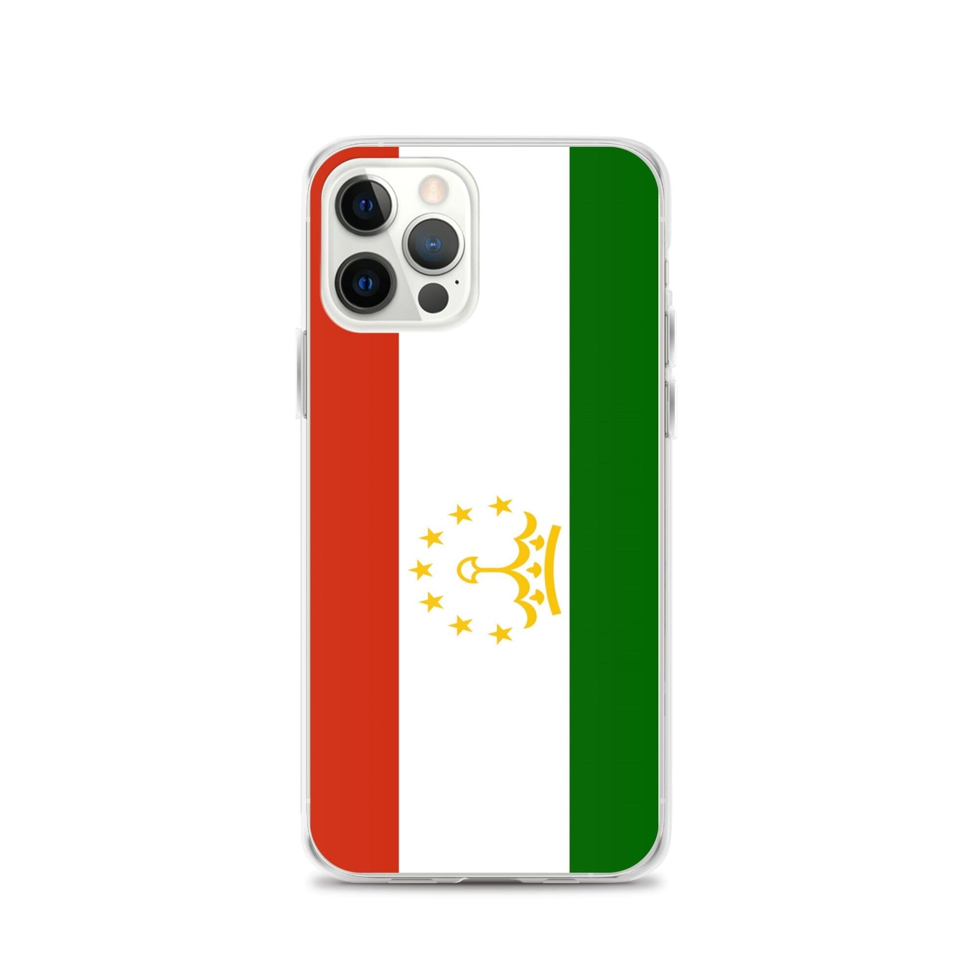 Coque de téléphone avec le drapeau du Tadjikistan, en plastique transparent et TPU, pour iPhone.