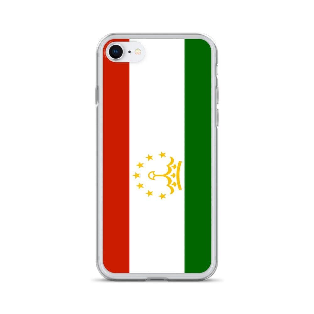 Coque de téléphone avec le drapeau du Tadjikistan, en plastique transparent et TPU, pour iPhone.