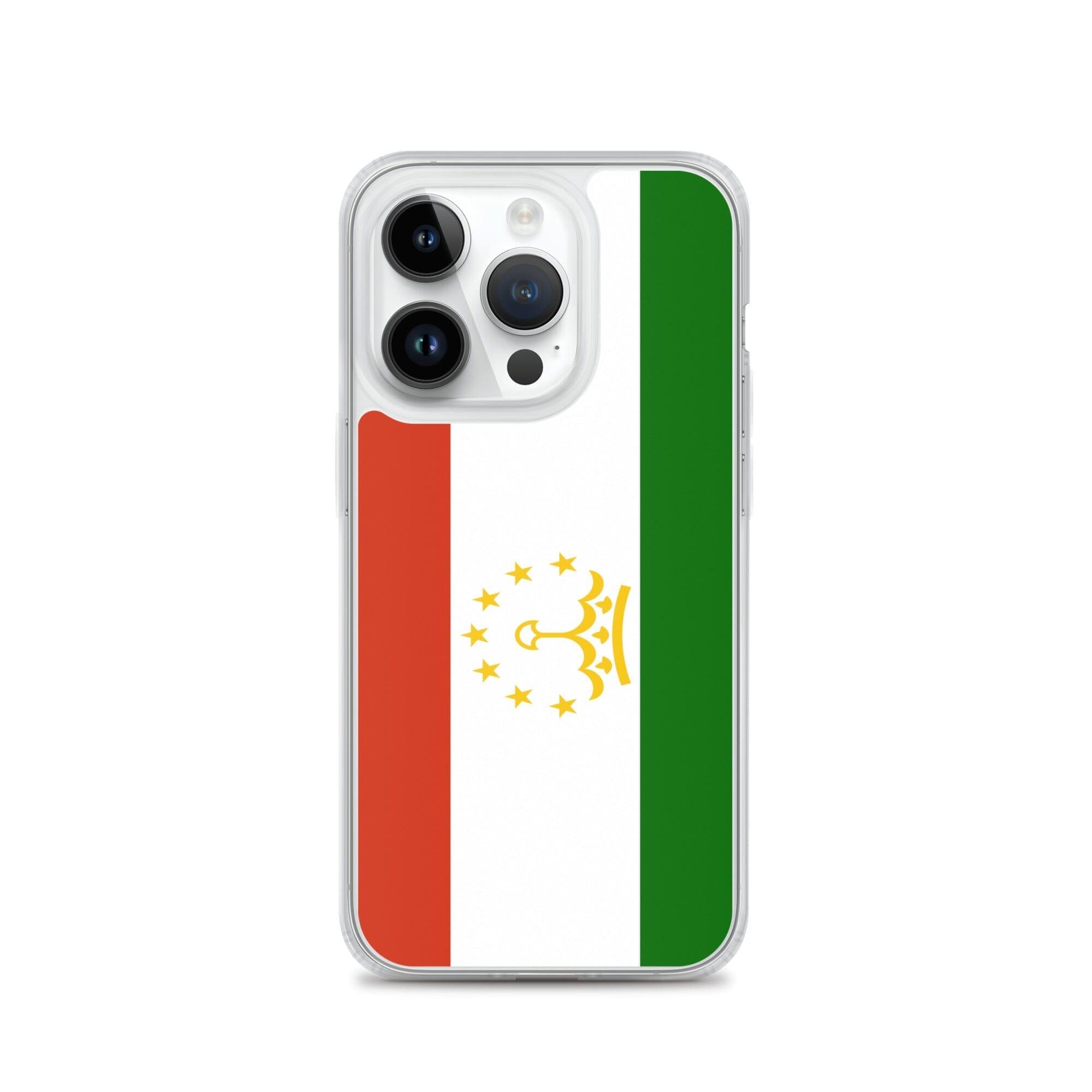 Coque de téléphone avec le drapeau du Tadjikistan, en plastique transparent et TPU, pour iPhone.