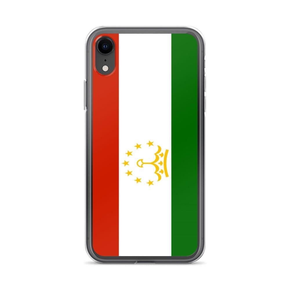 Coque de téléphone avec le drapeau du Tadjikistan, en plastique transparent et TPU, pour iPhone.