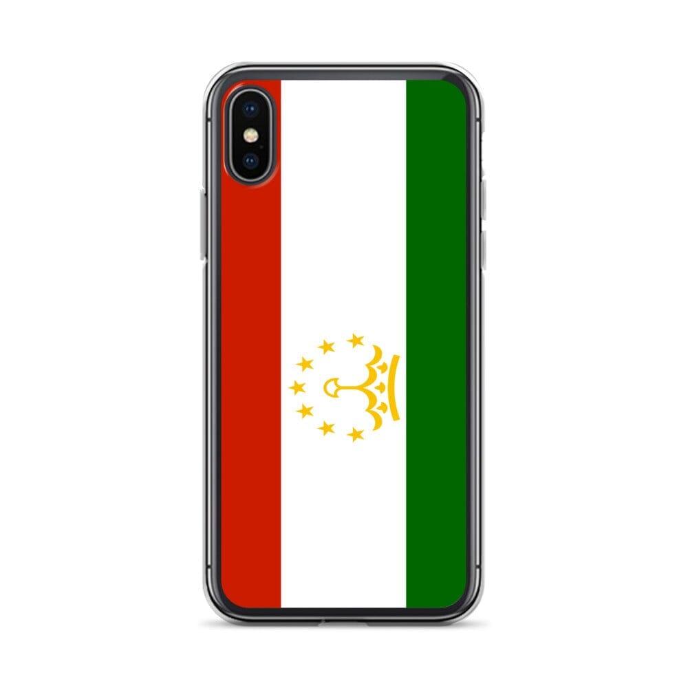 Coque de téléphone avec le drapeau du Tadjikistan, en plastique transparent et TPU, pour iPhone.