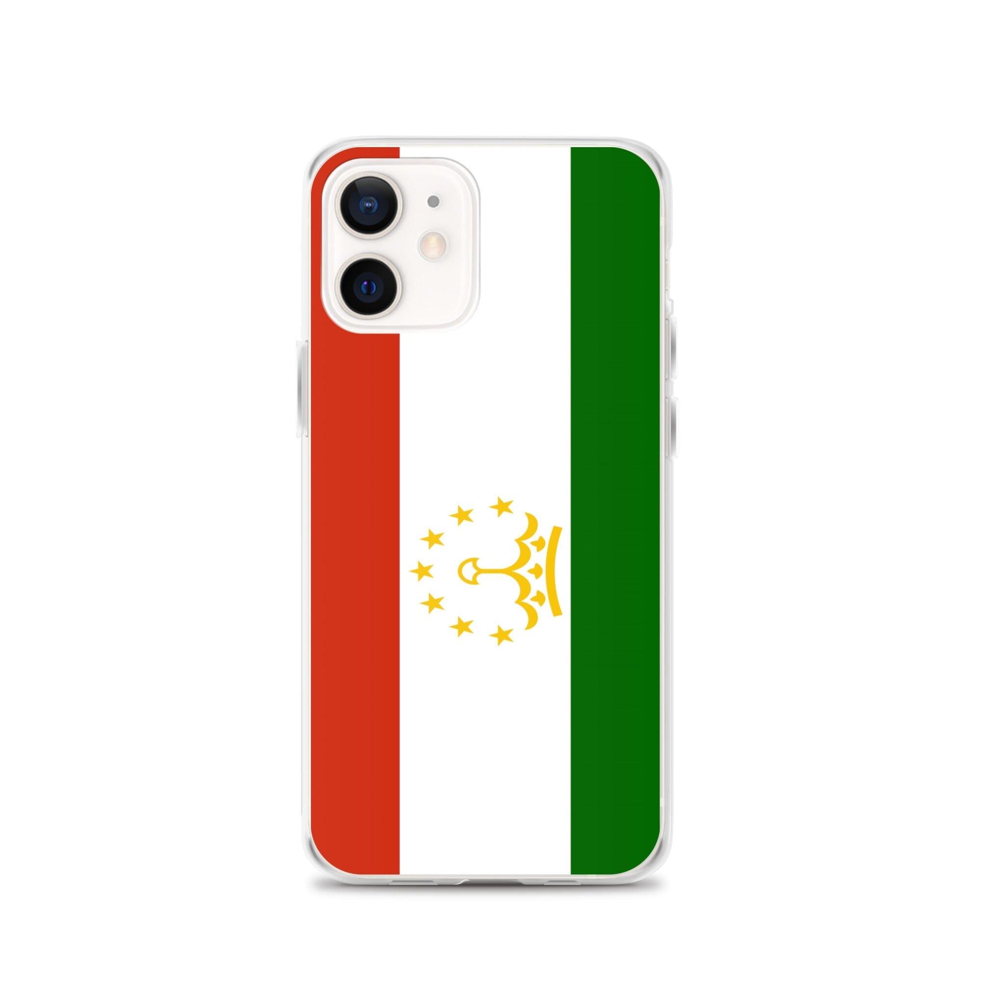 Coque de téléphone avec le drapeau du Tadjikistan, en plastique transparent et TPU, pour iPhone.