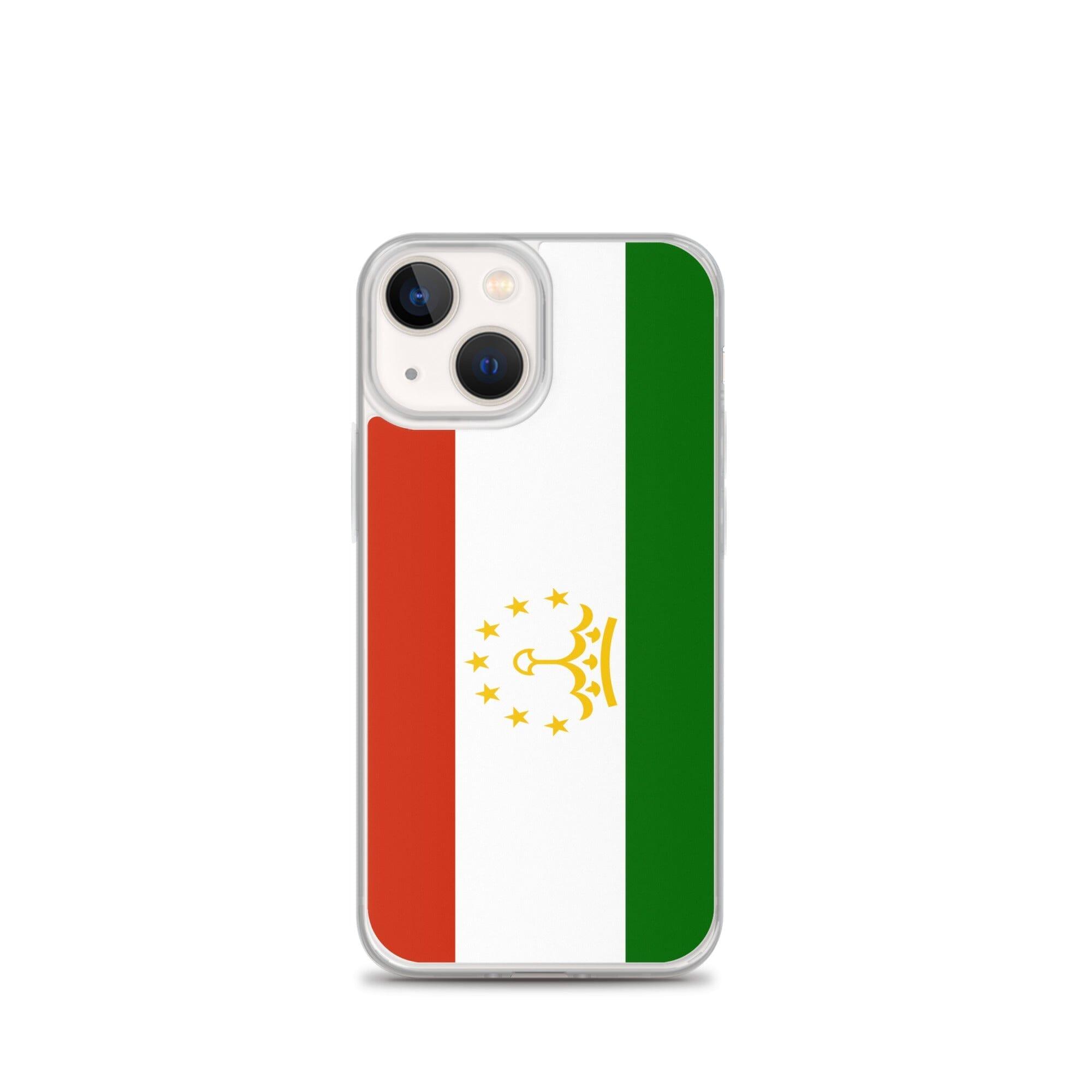 Coque de téléphone avec le drapeau du Tadjikistan, en plastique transparent et TPU, pour iPhone.