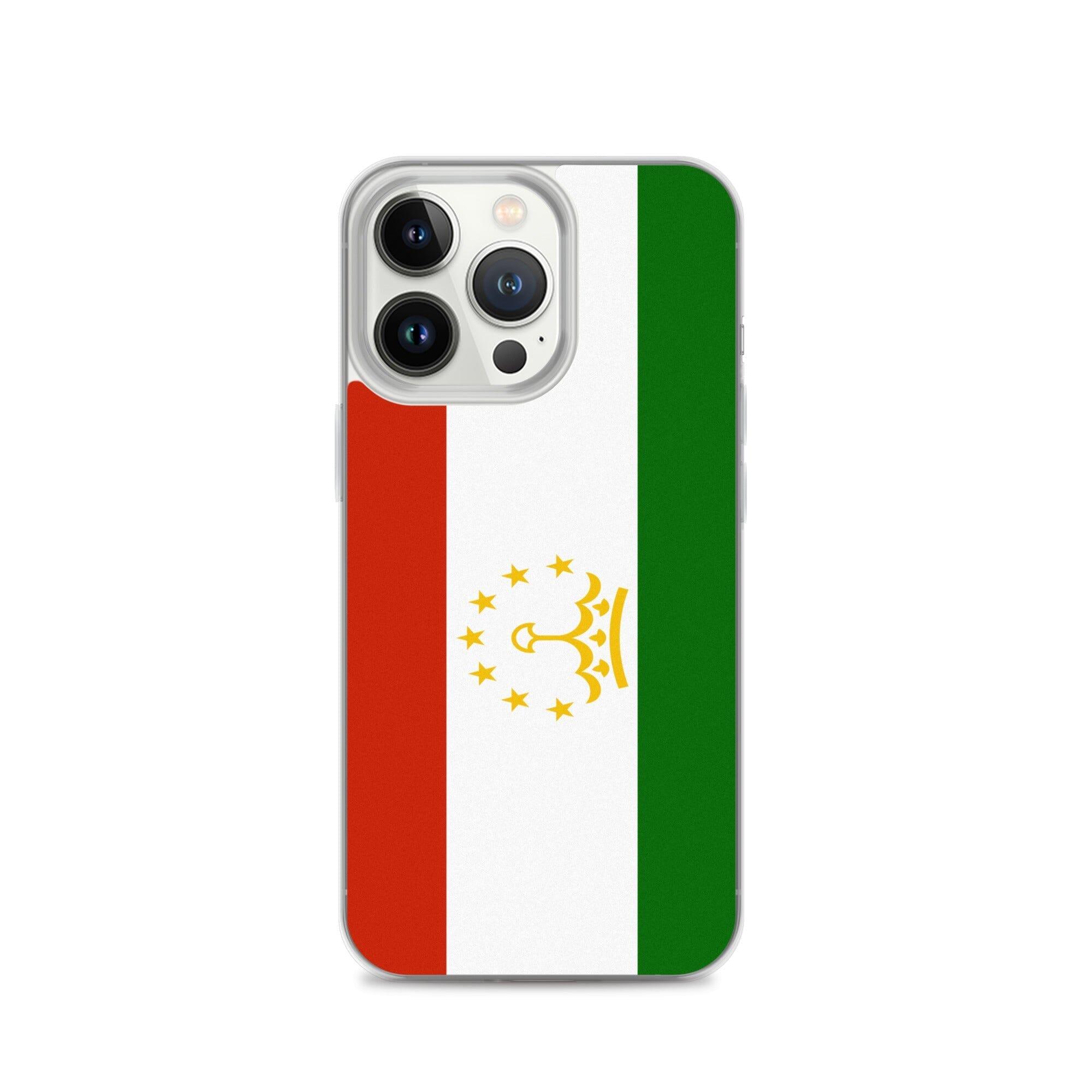 Coque de téléphone avec le drapeau du Tadjikistan, en plastique transparent et TPU, pour iPhone.