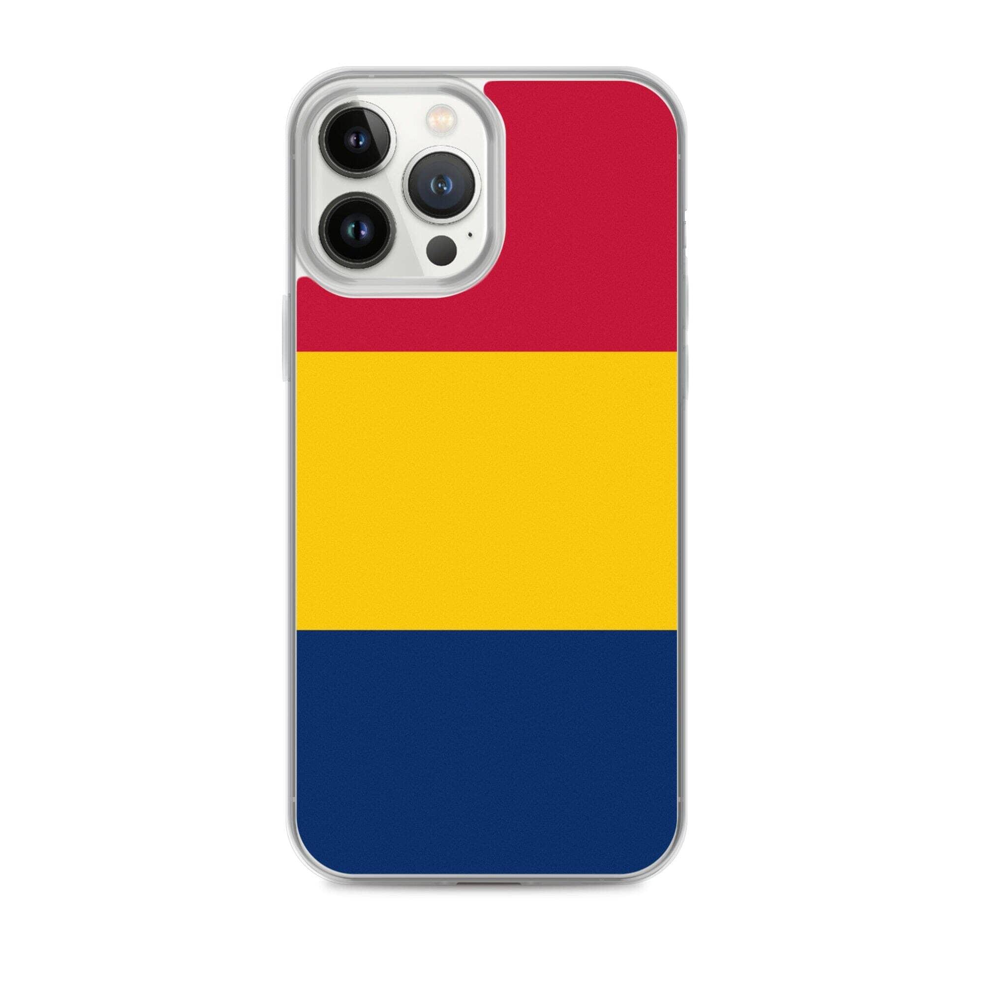 Coque de téléphone transparente avec le drapeau du Tchad, offrant une protection pour iPhone.