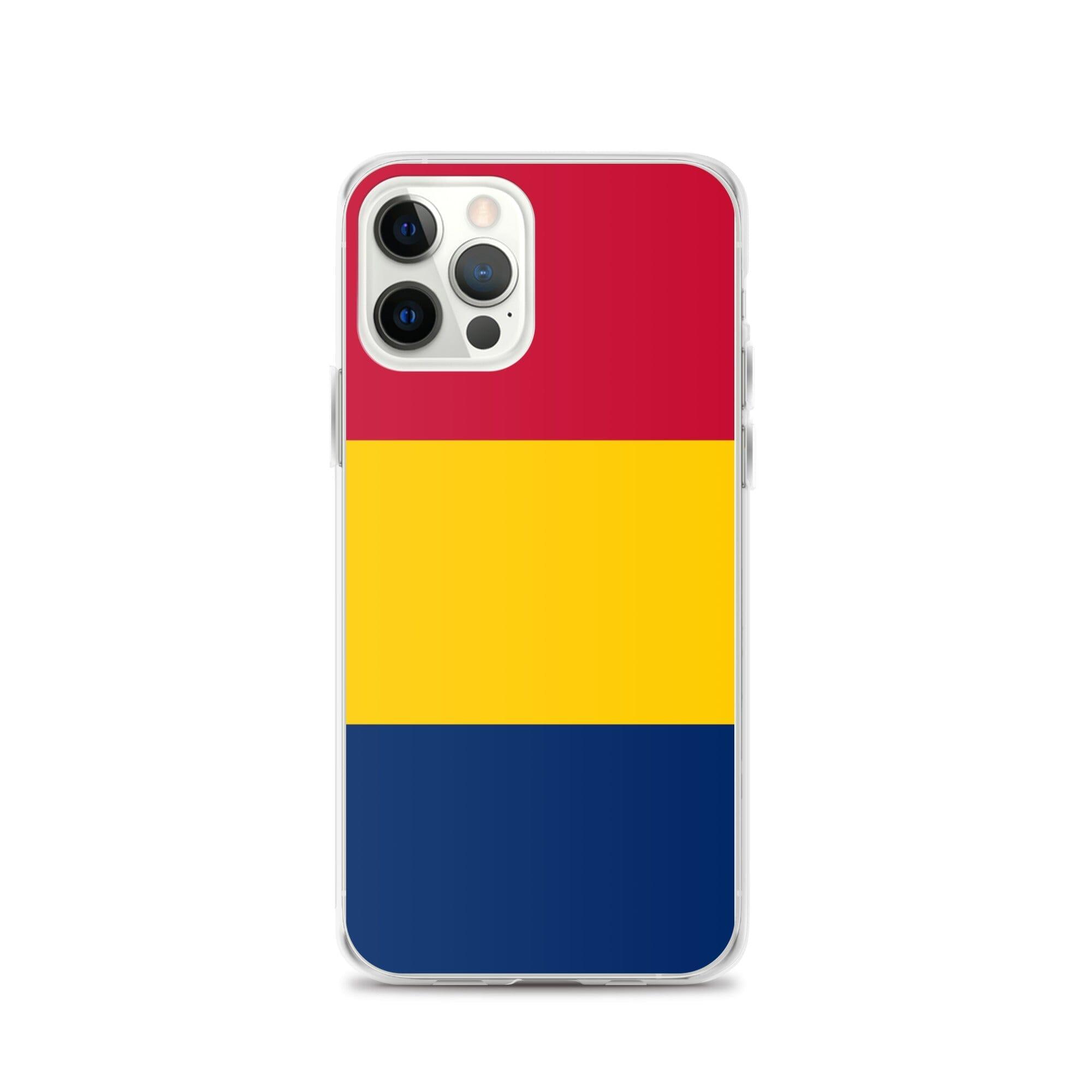 Coque de téléphone transparente avec le drapeau du Tchad, offrant une protection pour iPhone.