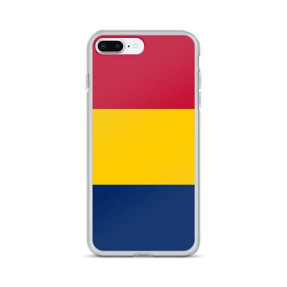 Coque de téléphone transparente avec le drapeau du Tchad, offrant une protection pour iPhone.