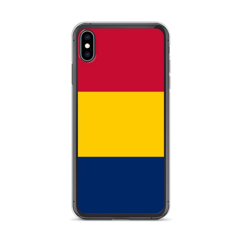 Coque de téléphone transparente avec le drapeau du Tchad, offrant une protection pour iPhone.