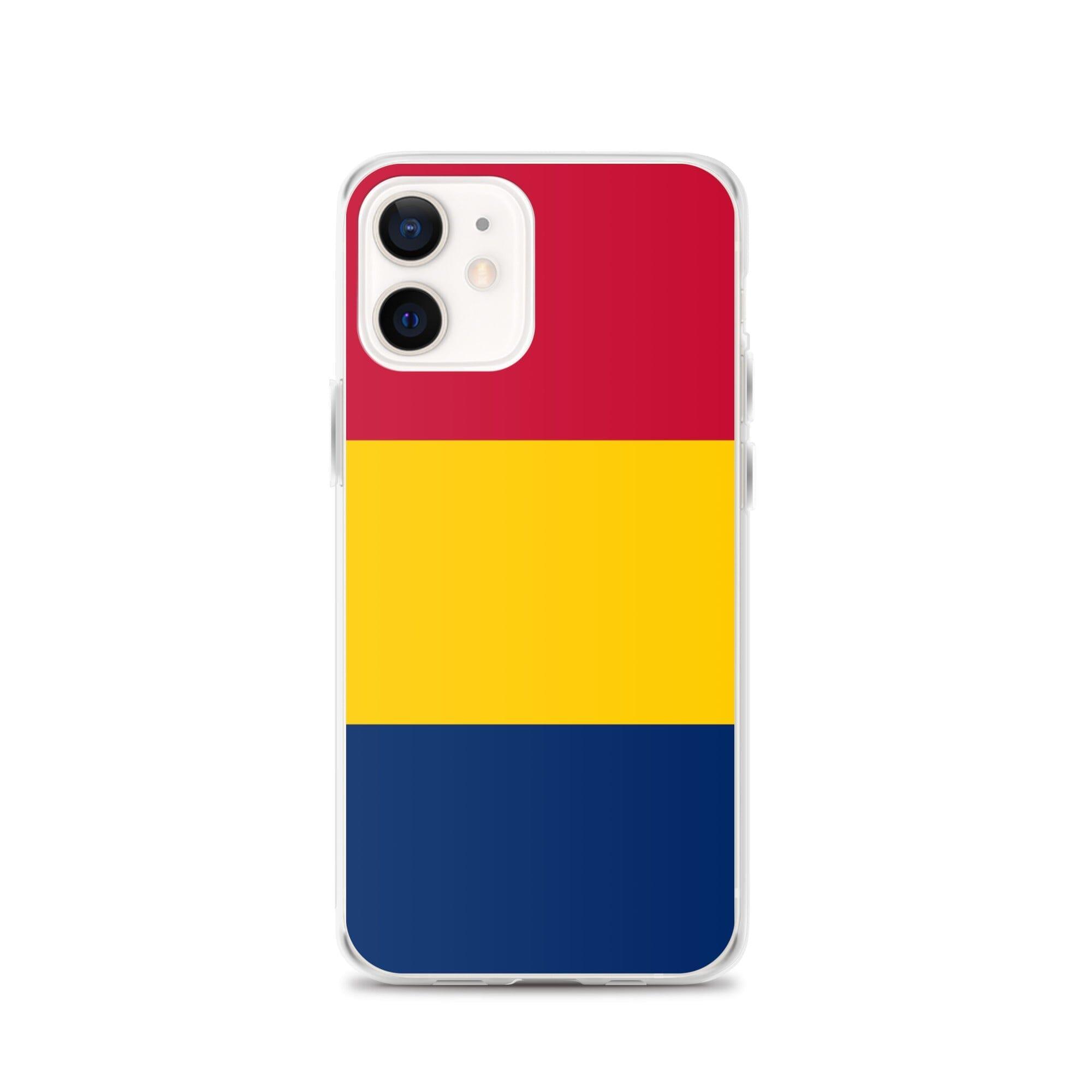 Coque de téléphone transparente avec le drapeau du Tchad, offrant une protection pour iPhone.