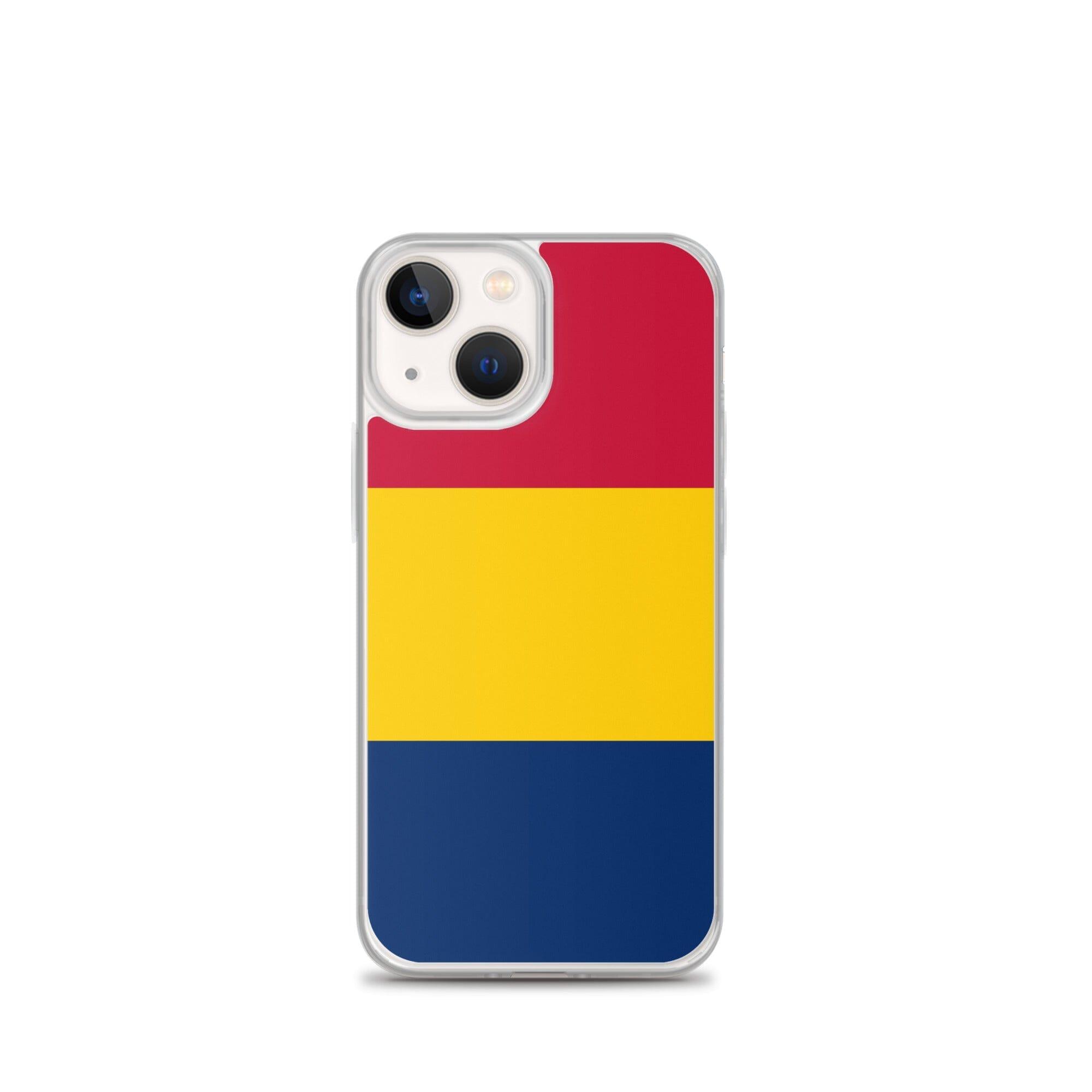 Coque de téléphone transparente avec le drapeau du Tchad, offrant une protection pour iPhone.