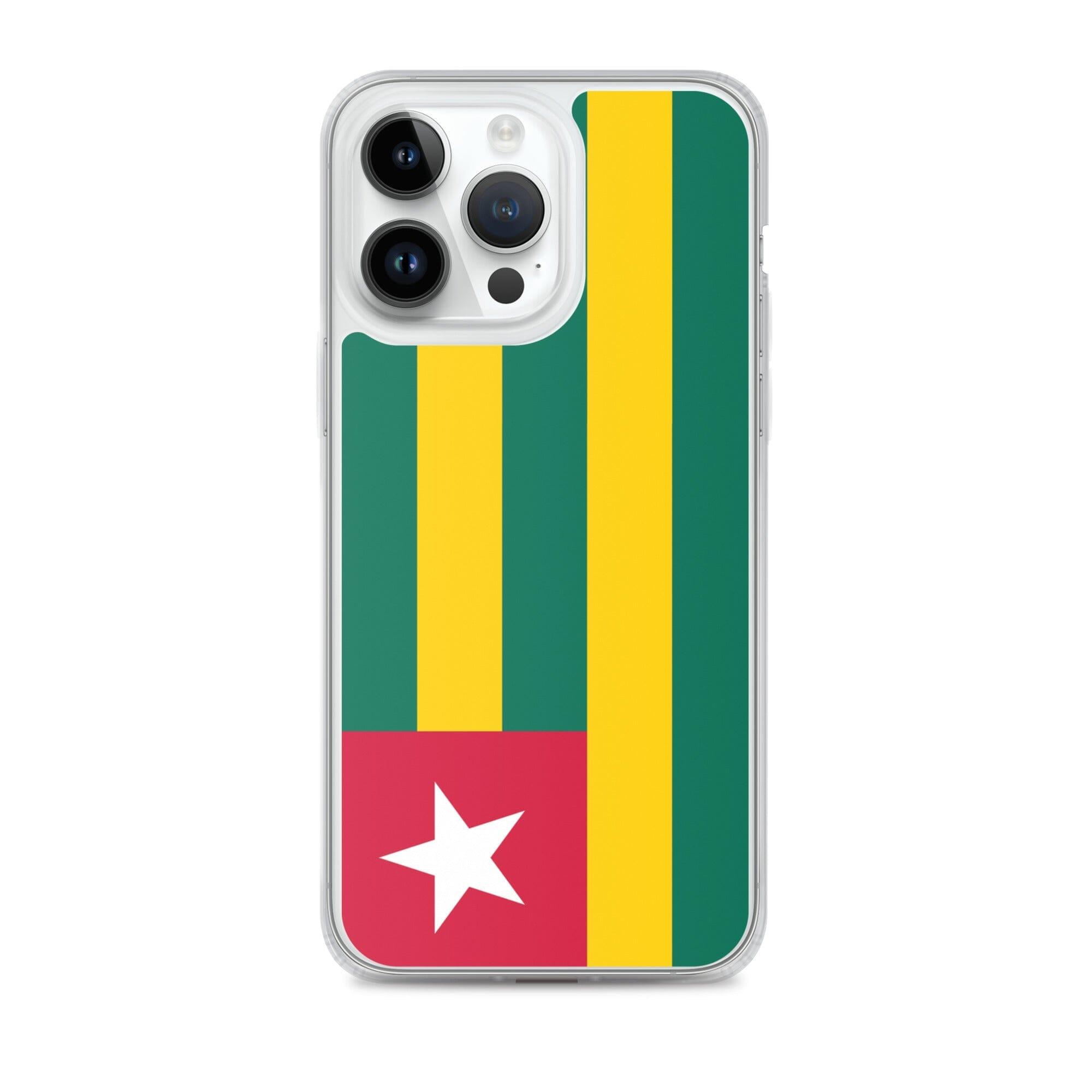 Coque de téléphone transparente avec le drapeau du Togo, offrant une protection pour iPhone.