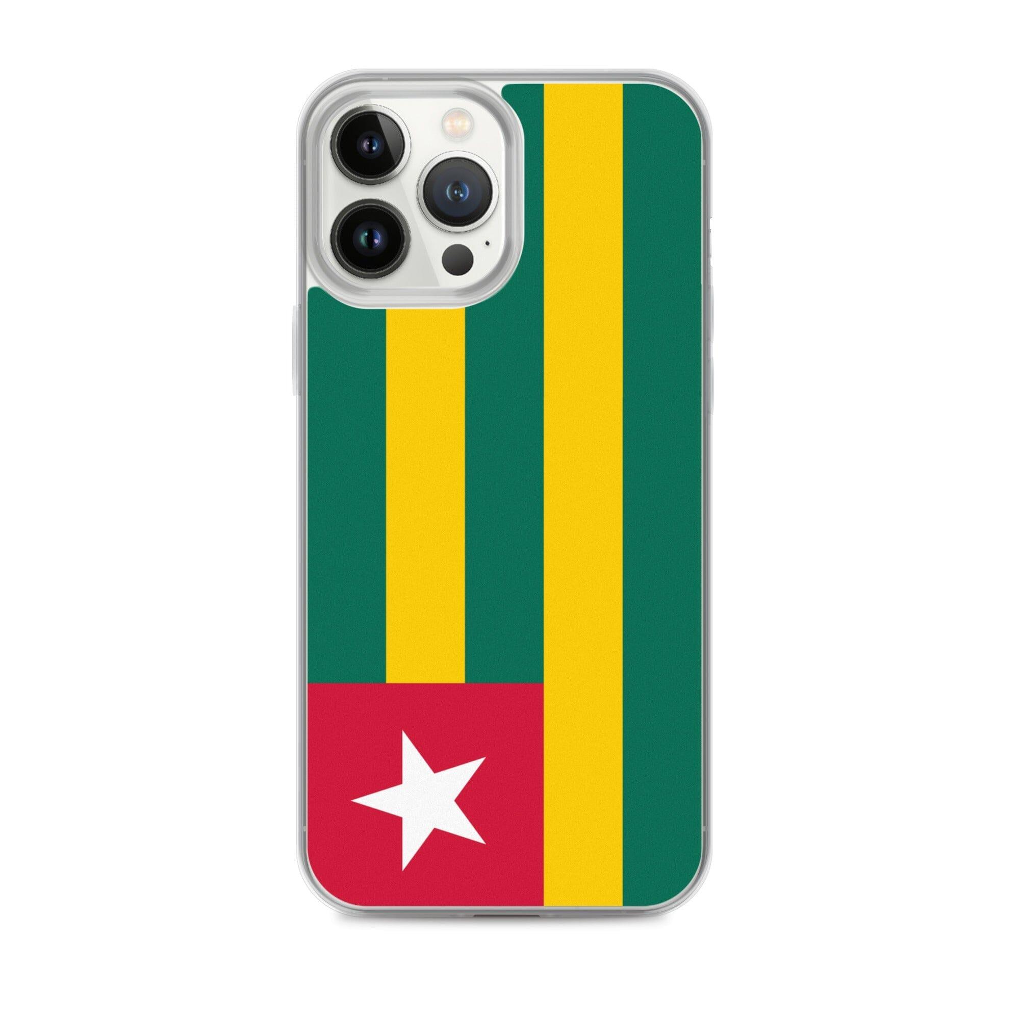 Coque de téléphone transparente avec le drapeau du Togo, offrant une protection pour iPhone.