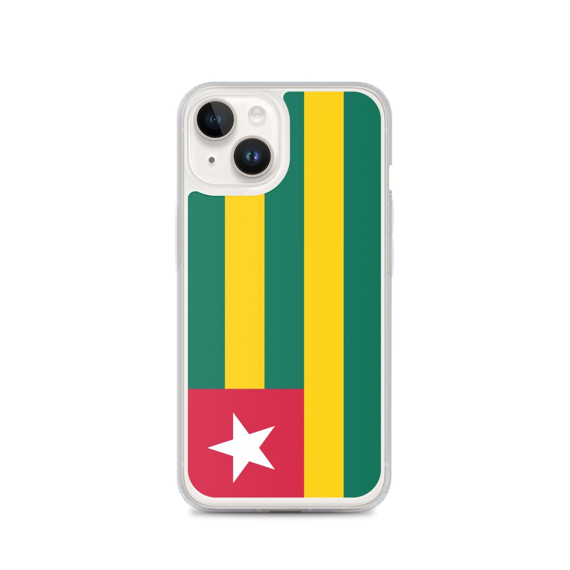 Coque de téléphone transparente avec le drapeau du Togo, offrant une protection pour iPhone.