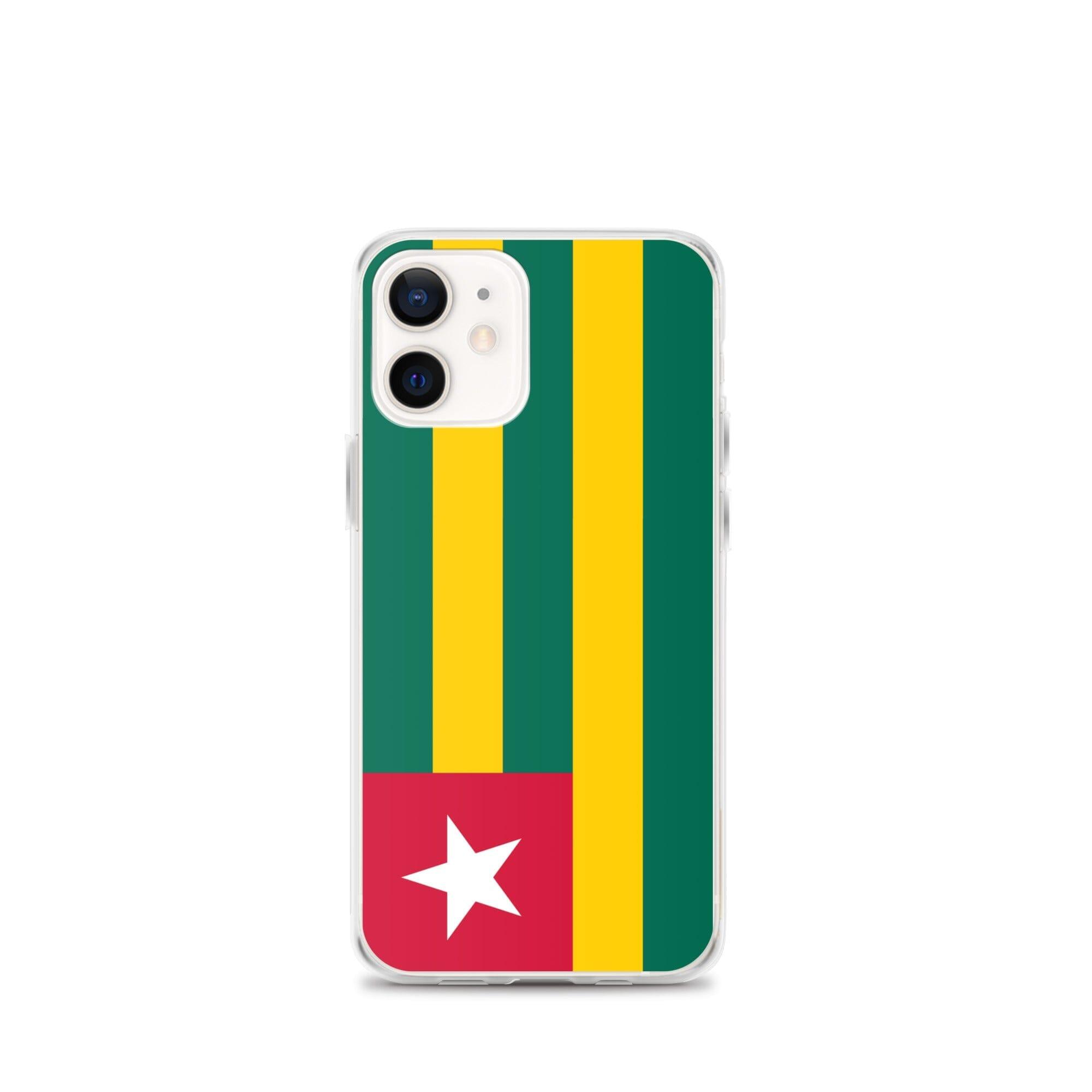 Coque de téléphone transparente avec le drapeau du Togo, offrant une protection pour iPhone.