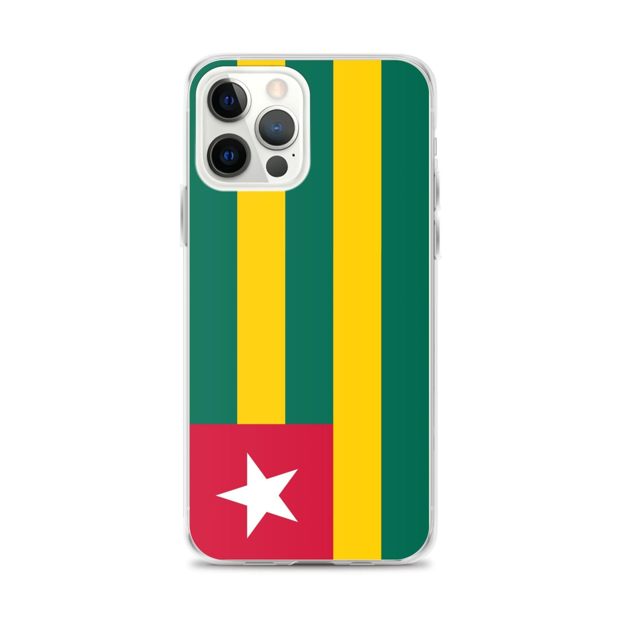 Coque de téléphone transparente avec le drapeau du Togo, offrant une protection pour iPhone.