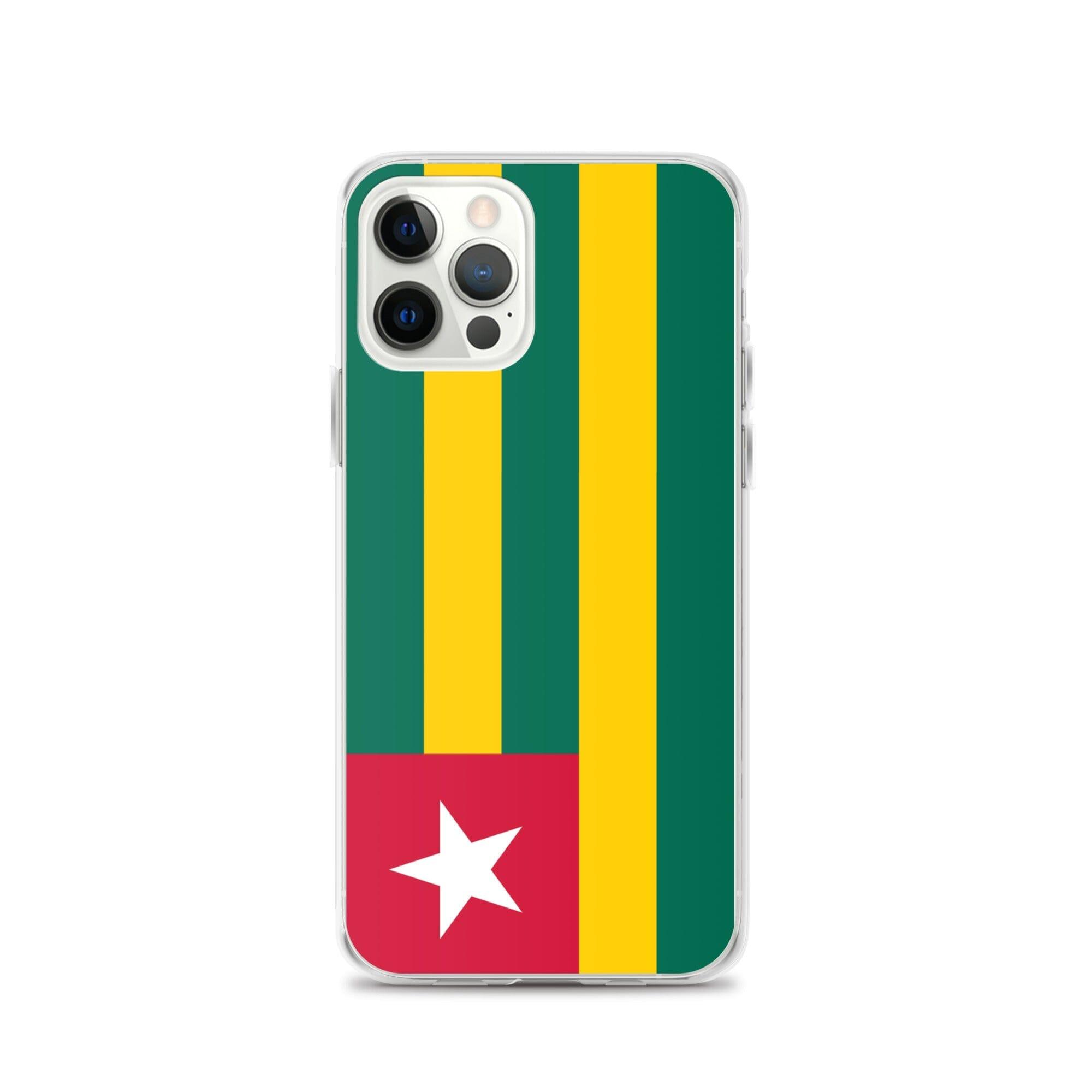 Coque de téléphone transparente avec le drapeau du Togo, offrant une protection pour iPhone.