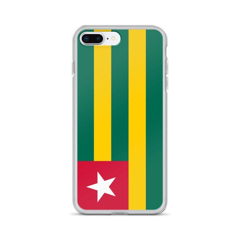 Coque de téléphone transparente avec le drapeau du Togo, offrant une protection pour iPhone.