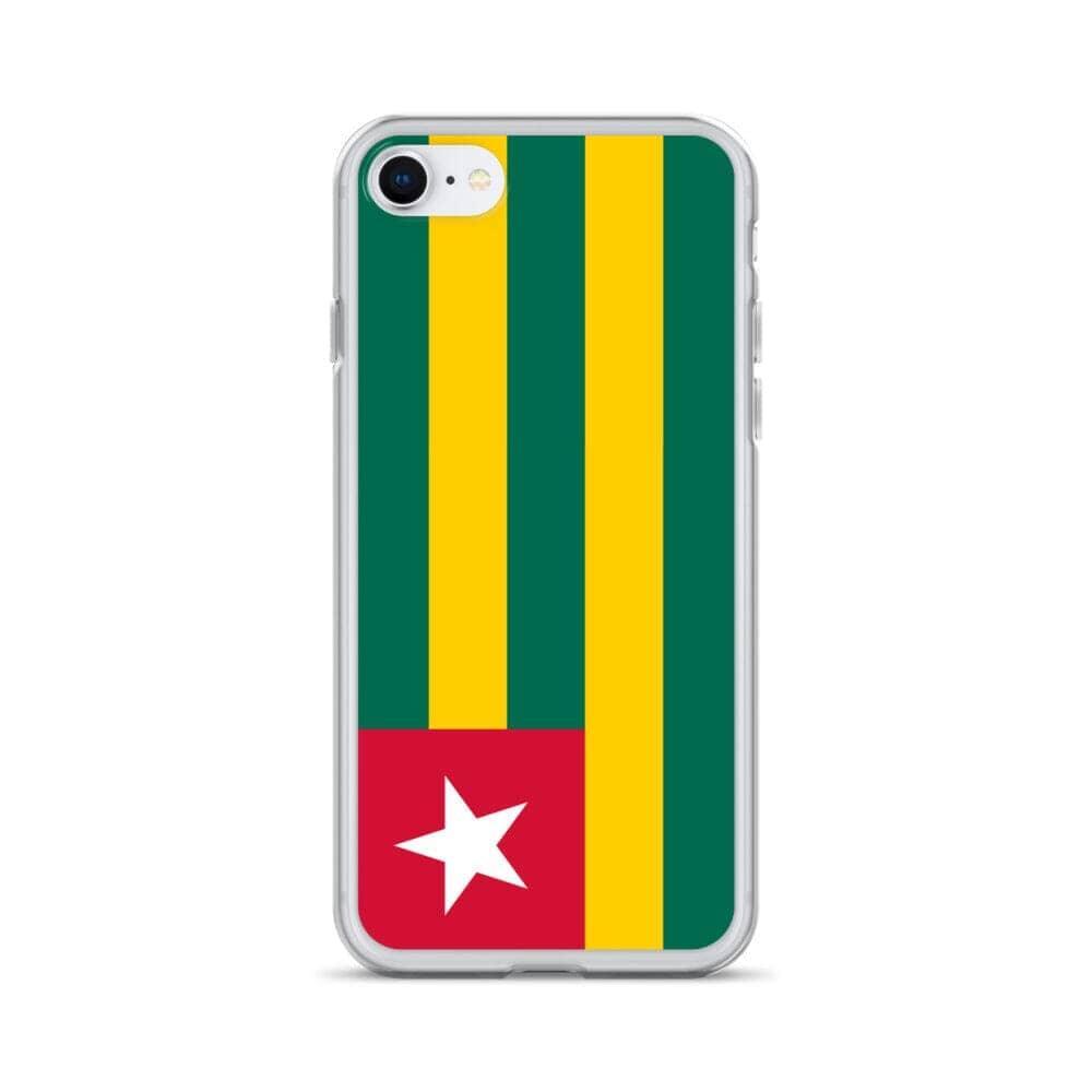 Coque de téléphone transparente avec le drapeau du Togo, offrant une protection pour iPhone.