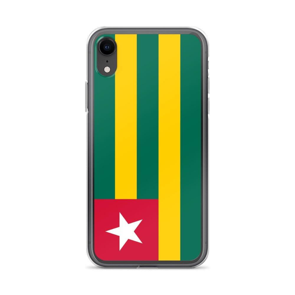 Coque de téléphone transparente avec le drapeau du Togo, offrant une protection pour iPhone.