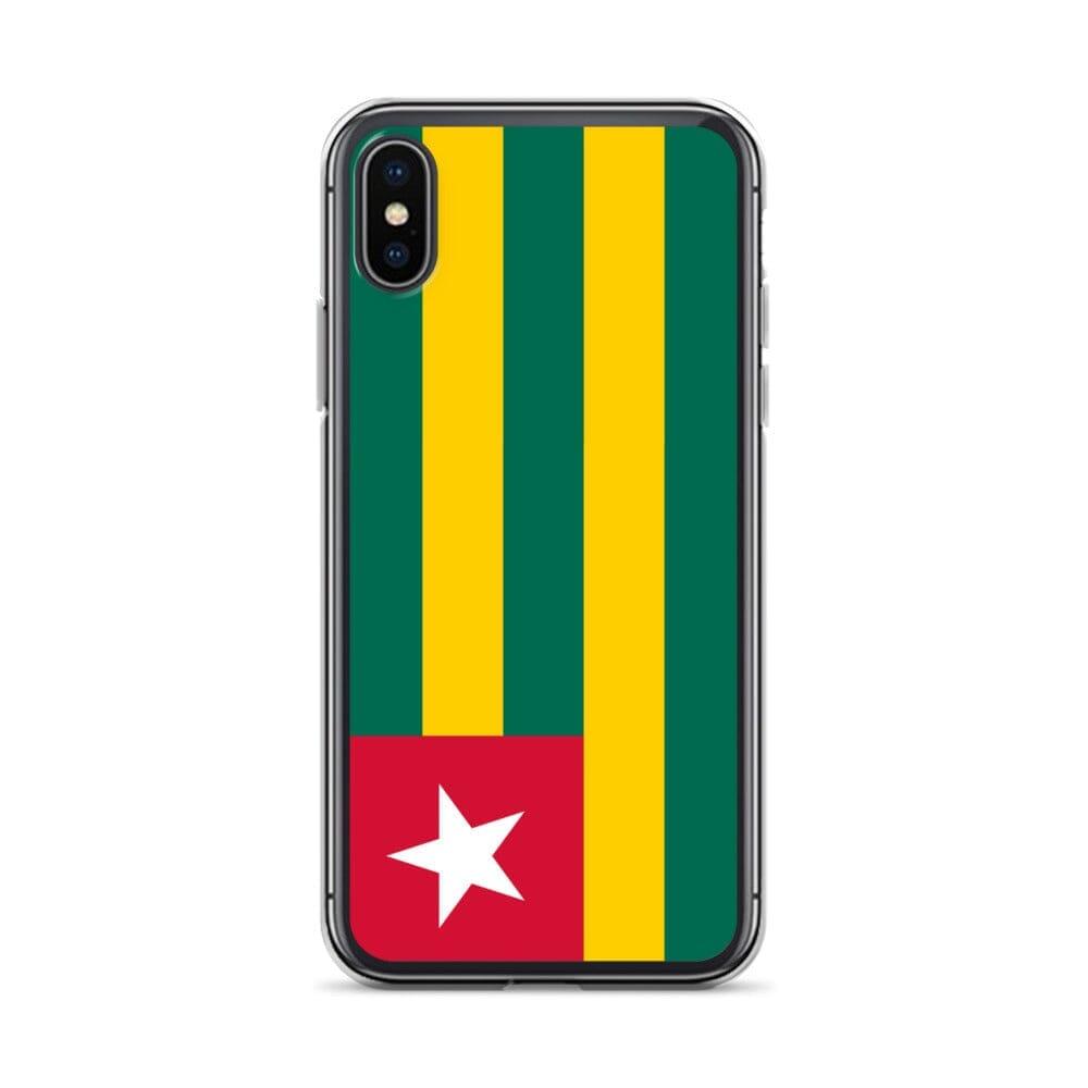 Coque de téléphone transparente avec le drapeau du Togo, offrant une protection pour iPhone.