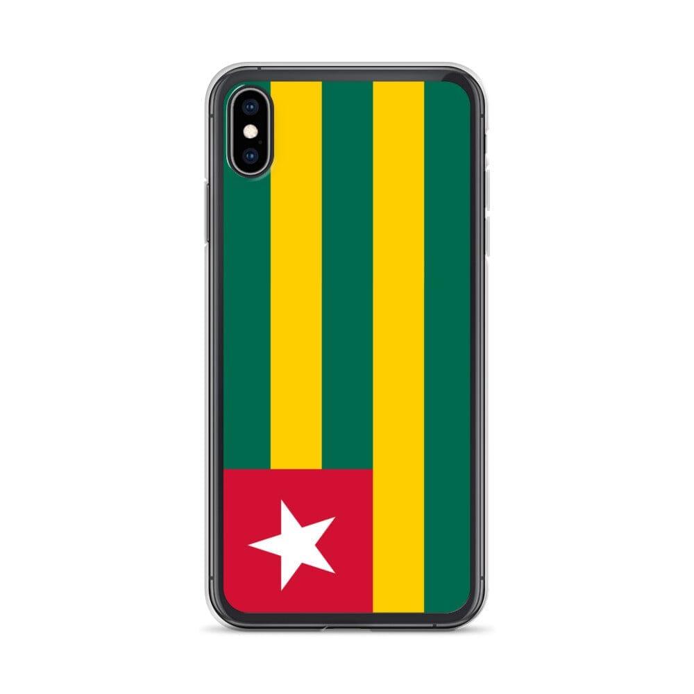 Coque de téléphone transparente avec le drapeau du Togo, offrant une protection pour iPhone.