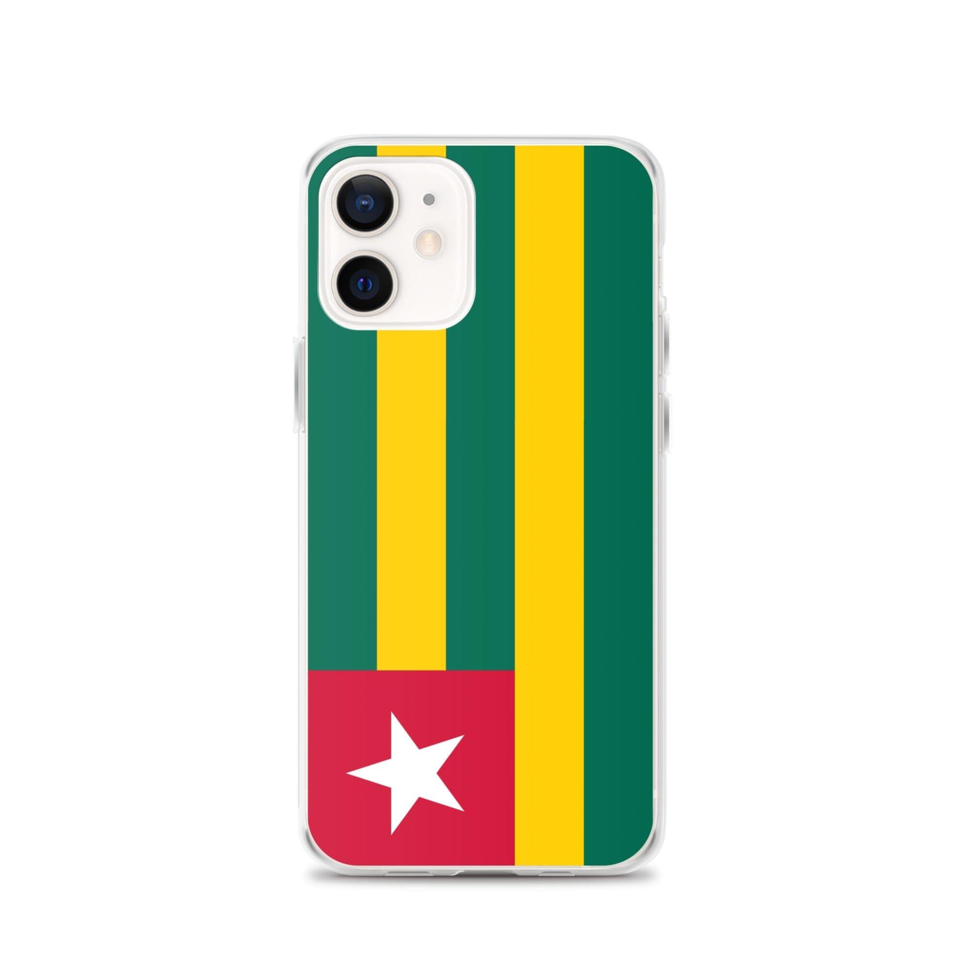 Coque de téléphone transparente avec le drapeau du Togo, offrant une protection pour iPhone.