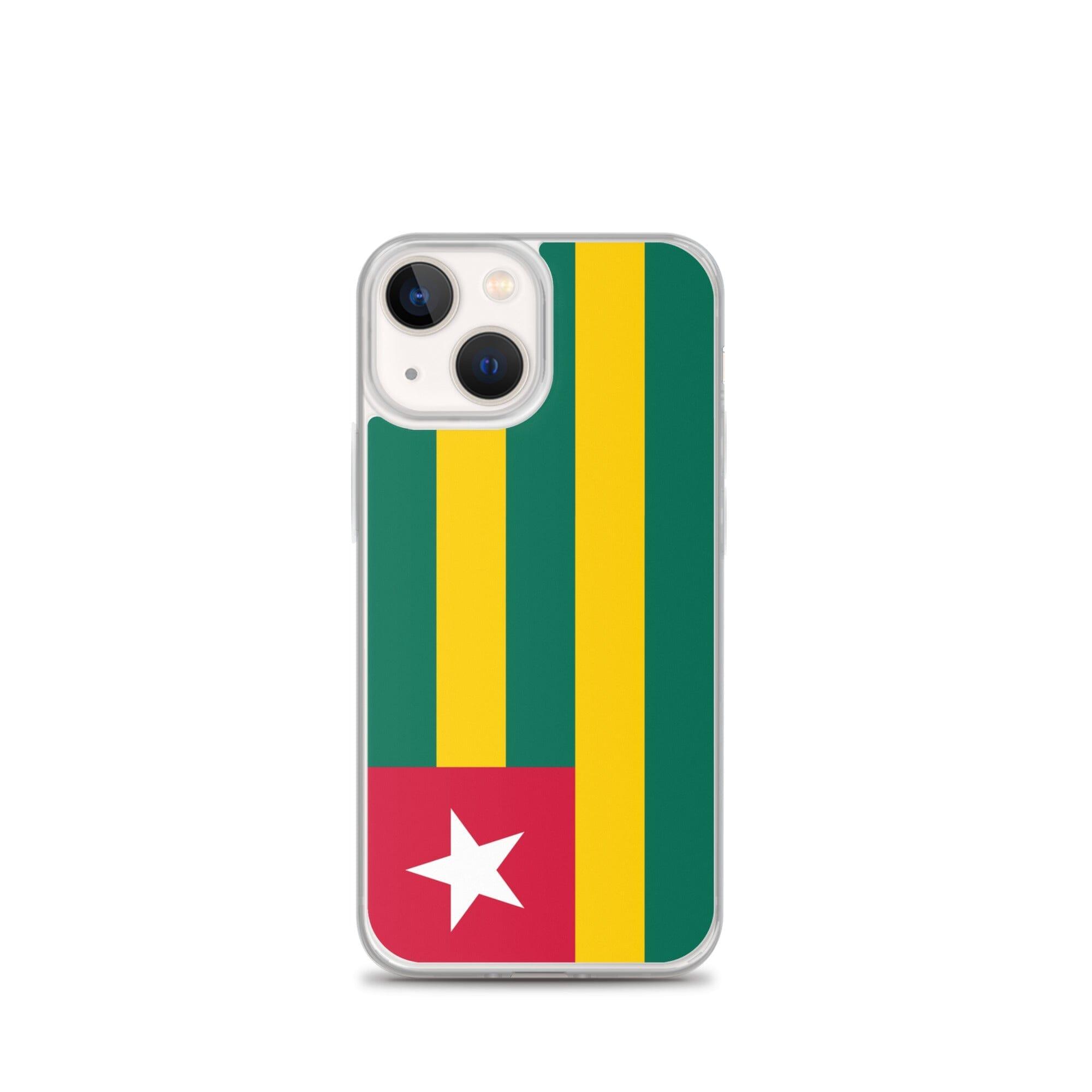 Coque de téléphone transparente avec le drapeau du Togo, offrant une protection pour iPhone.