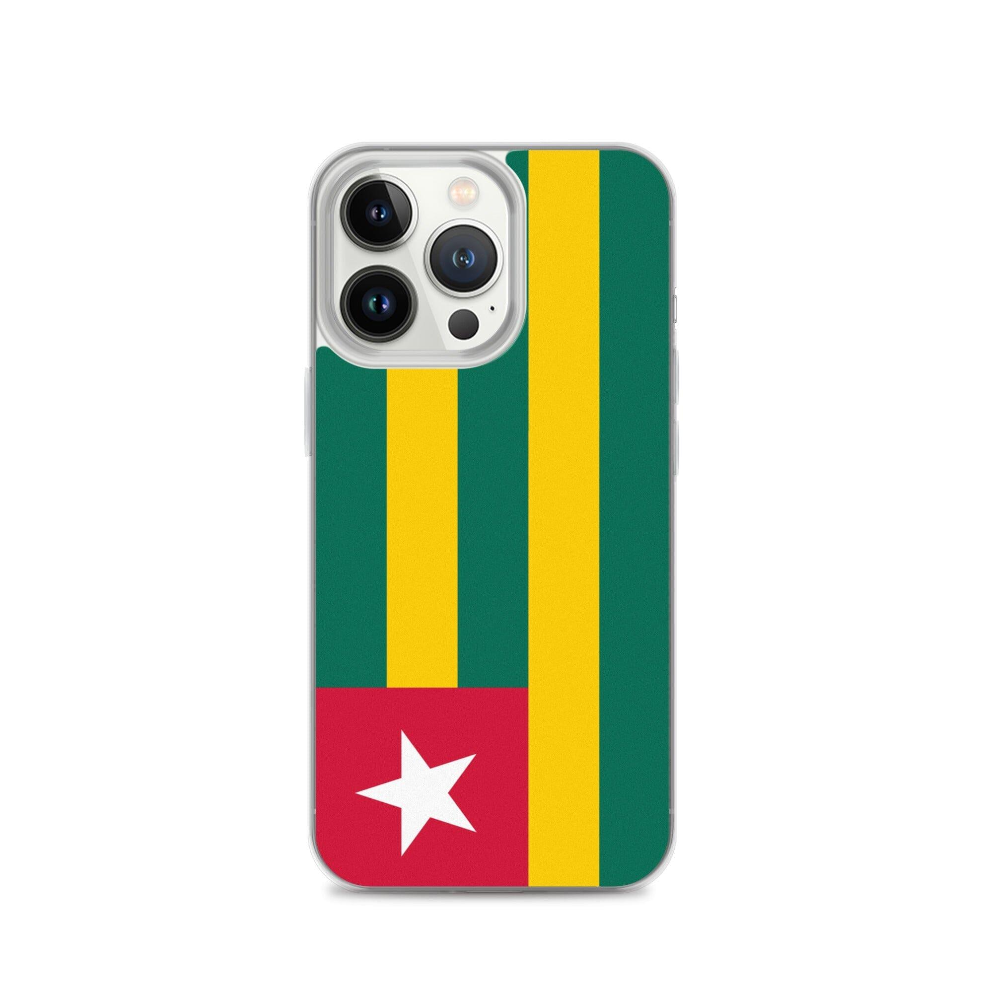 Coque de téléphone transparente avec le drapeau du Togo, offrant une protection pour iPhone.