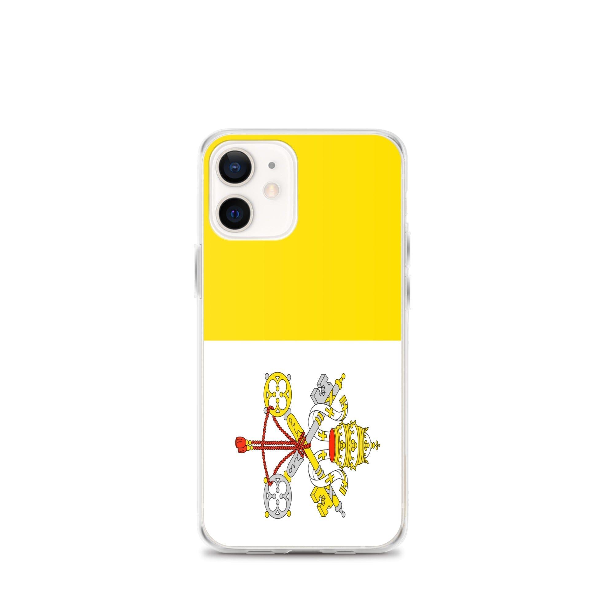 Coque de téléphone transparente avec le drapeau du Vatican, offrant une protection pour iPhone.