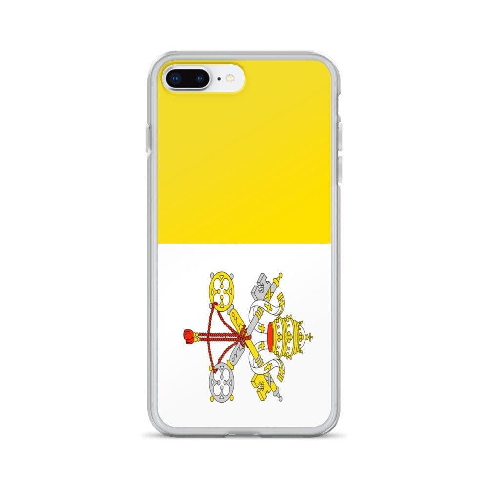 Coque de téléphone transparente avec le drapeau du Vatican, offrant une protection pour iPhone.