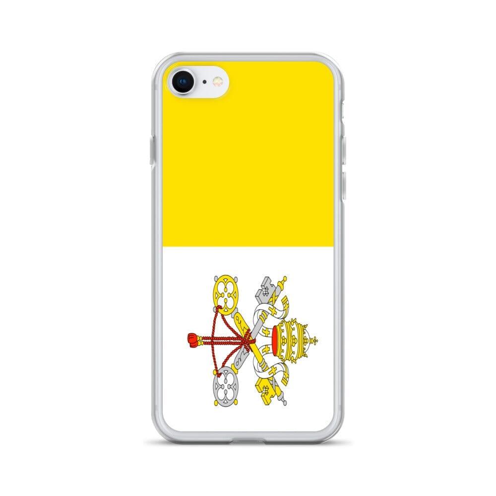 Coque de téléphone transparente avec le drapeau du Vatican, offrant une protection pour iPhone.