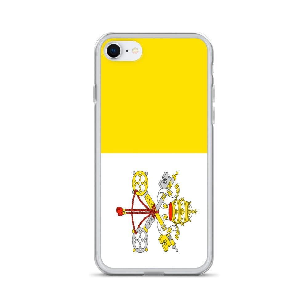 Coque de téléphone transparente avec le drapeau du Vatican, offrant une protection pour iPhone.