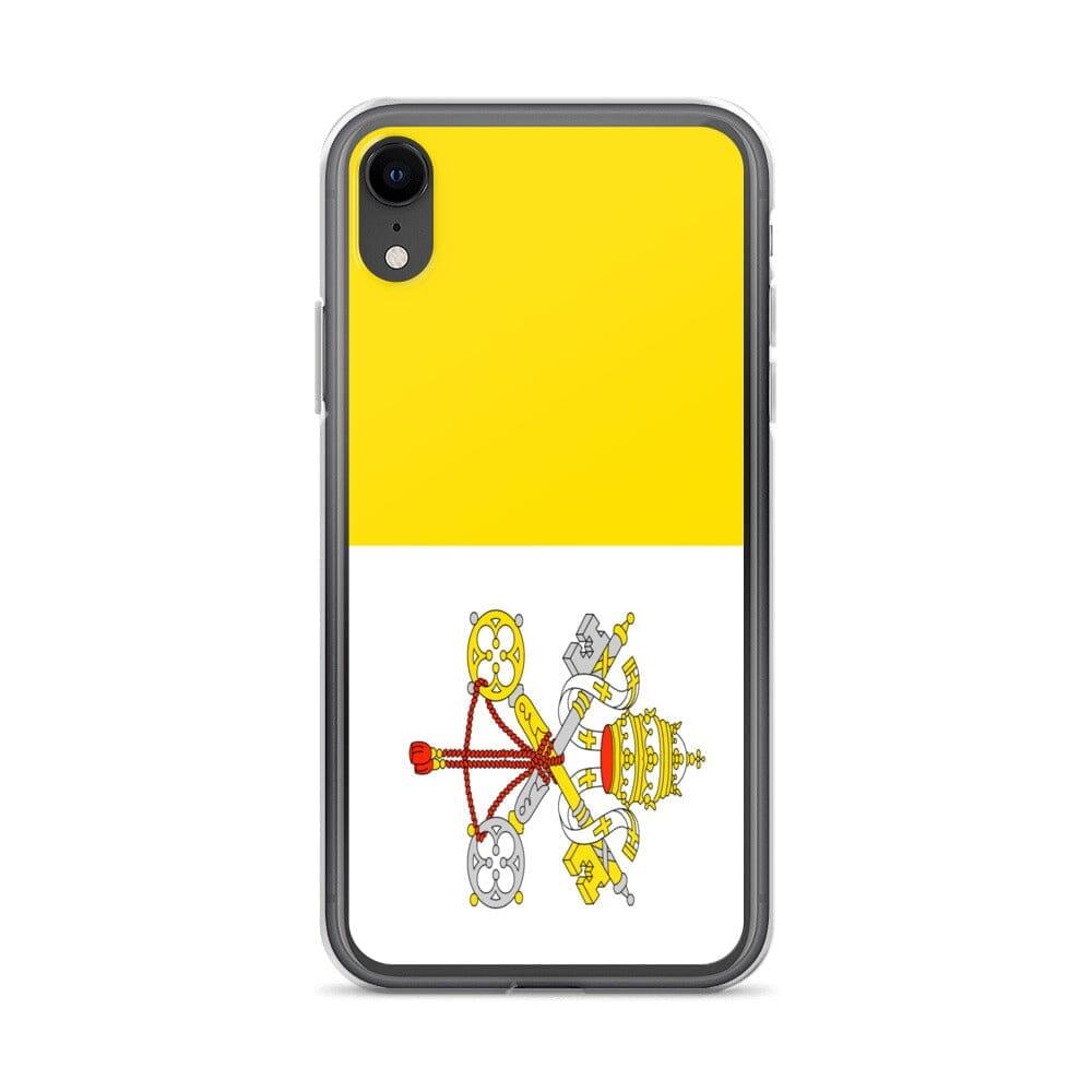 Coque de téléphone transparente avec le drapeau du Vatican, offrant une protection pour iPhone.